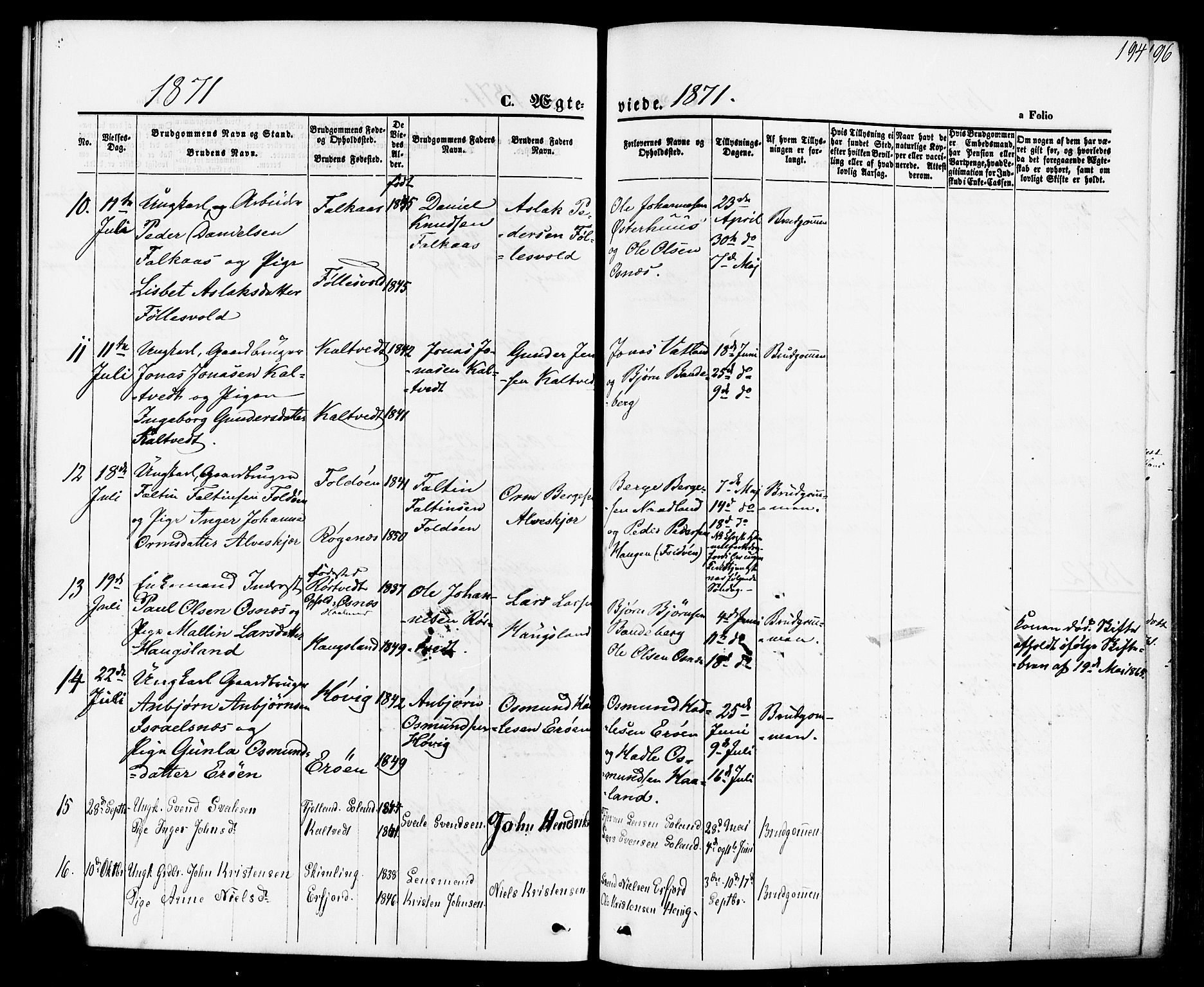 Jelsa sokneprestkontor, AV/SAST-A-101842/01/IV: Parish register (official) no. A 8, 1867-1883, p. 194