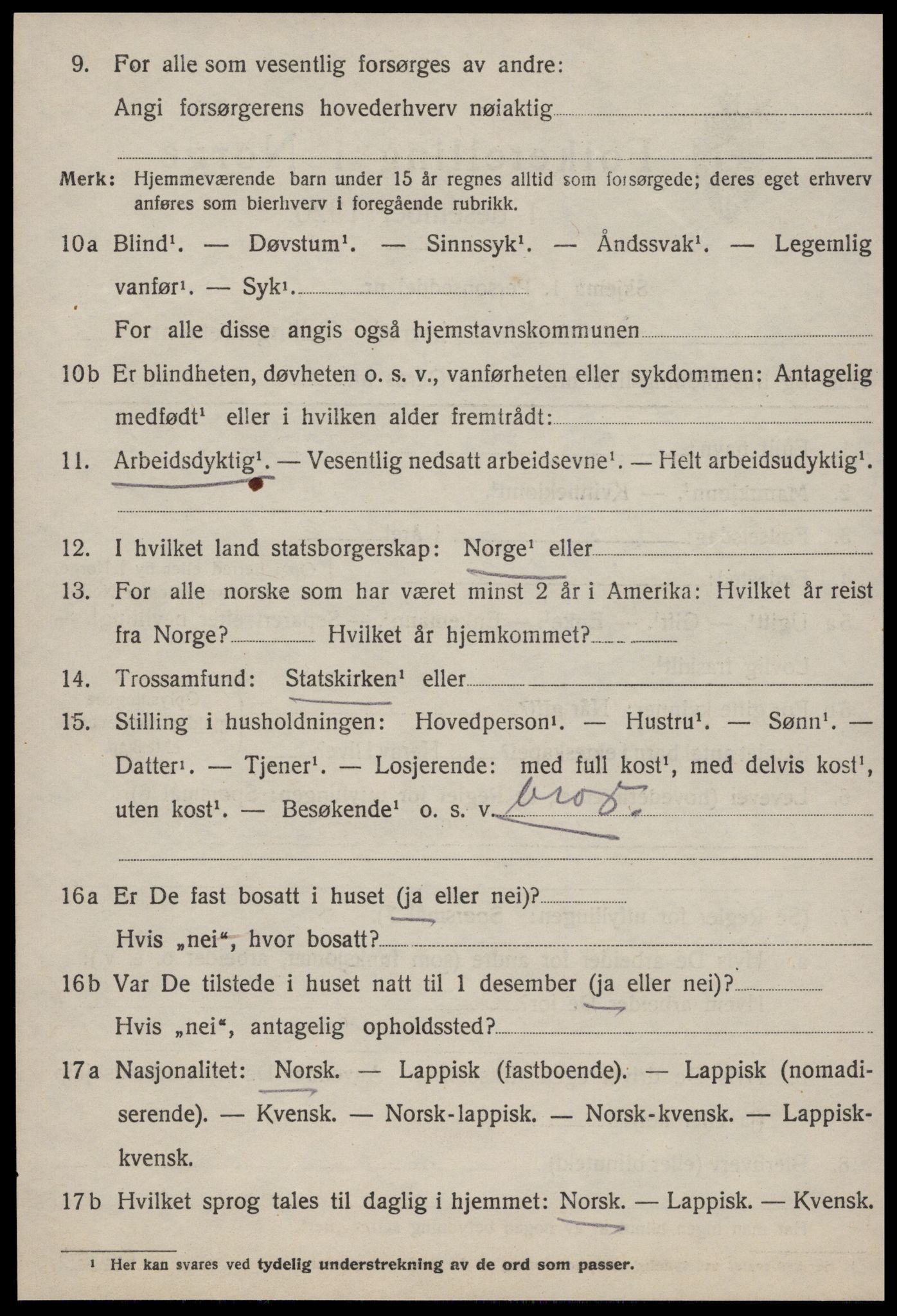 SAT, 1920 census for Leinstrand, 1920, p. 1574