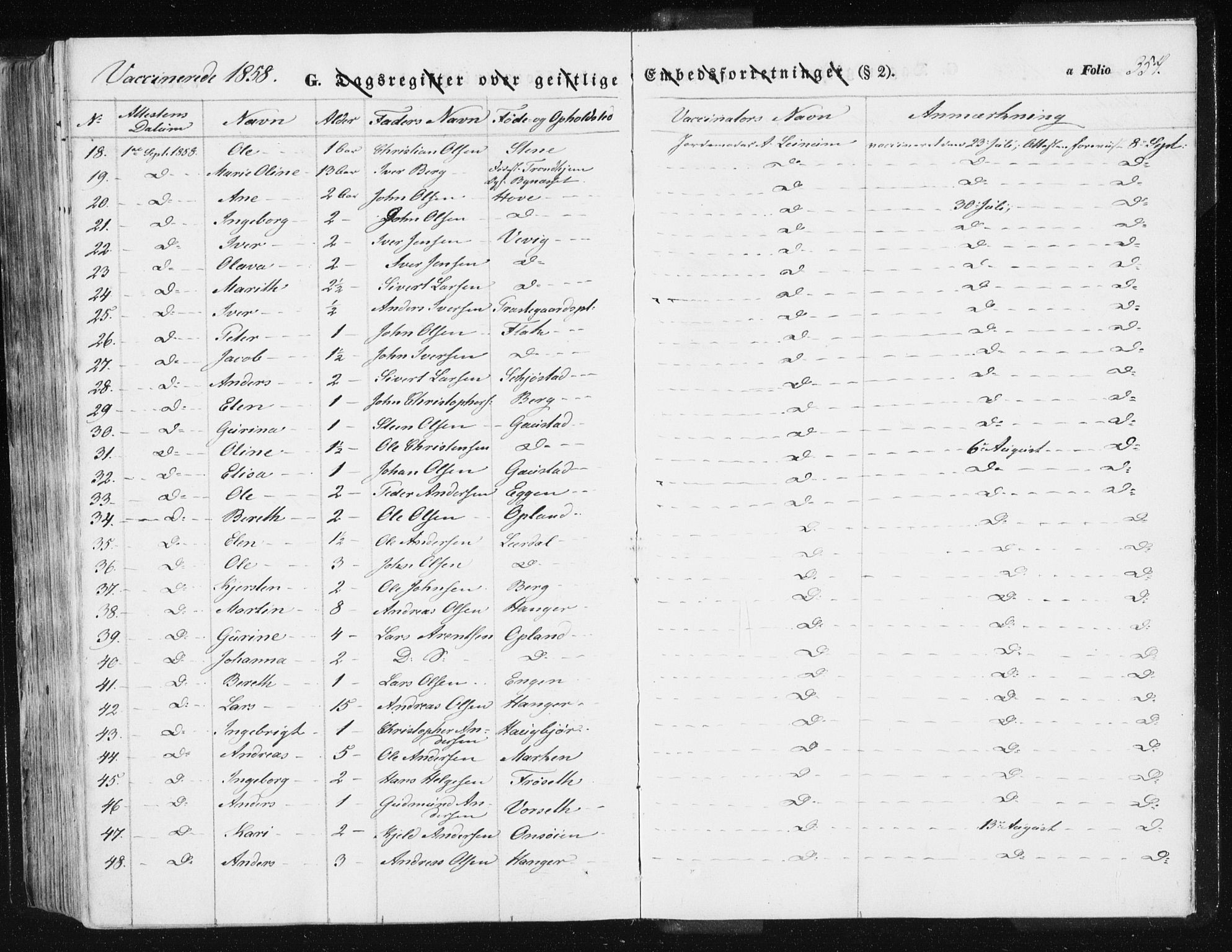 Ministerialprotokoller, klokkerbøker og fødselsregistre - Sør-Trøndelag, AV/SAT-A-1456/612/L0376: Parish register (official) no. 612A08, 1846-1859, p. 354