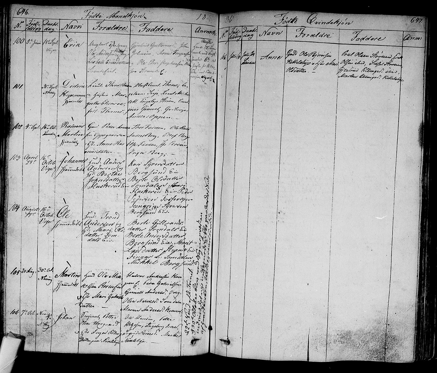 Norderhov kirkebøker, AV/SAKO-A-237/F/Fa/L0009: Parish register (official) no. 9, 1819-1837, p. 646-647