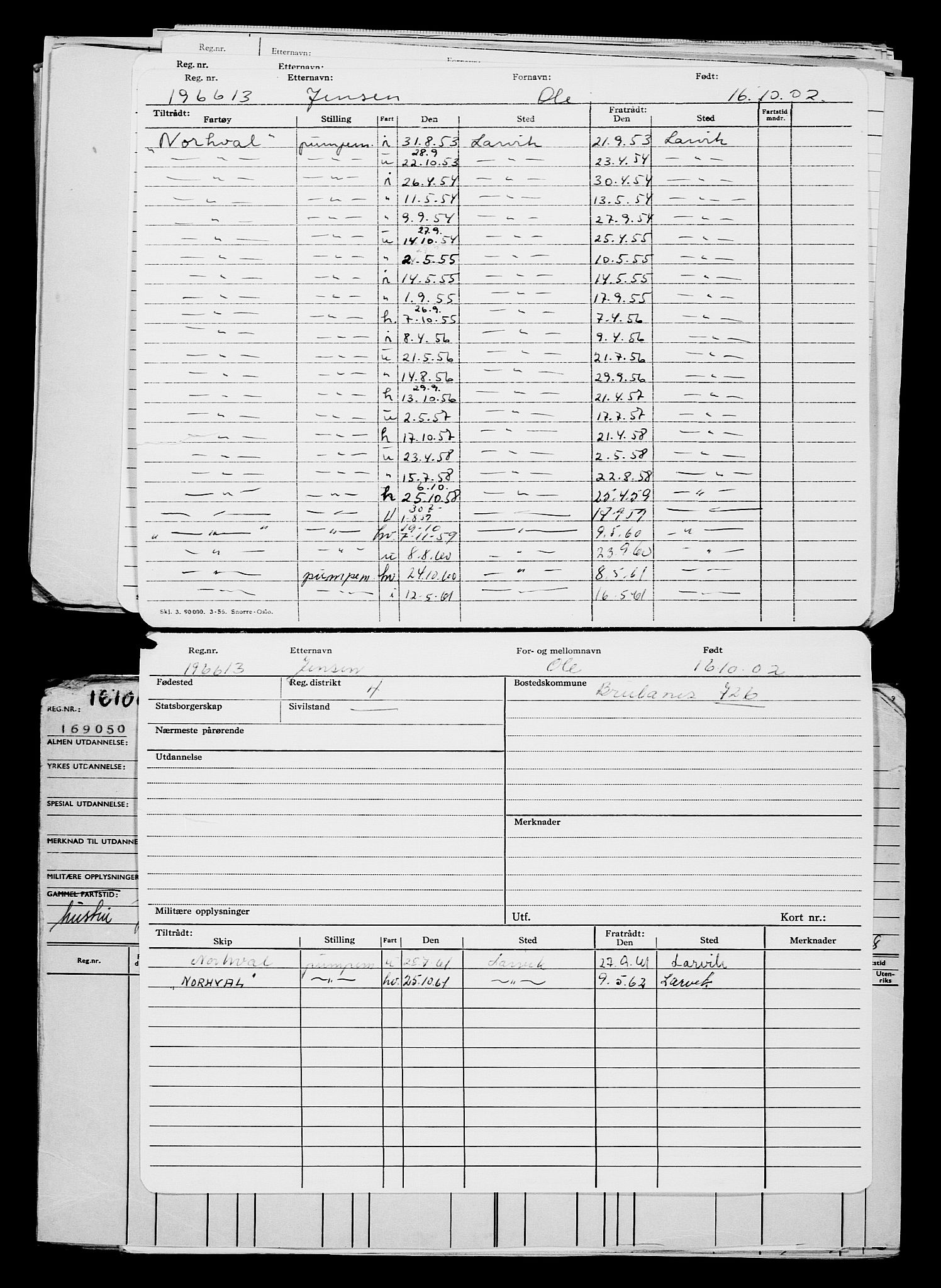 Direktoratet for sjømenn, AV/RA-S-3545/G/Gb/L0046: Hovedkort, 1902, p. 461