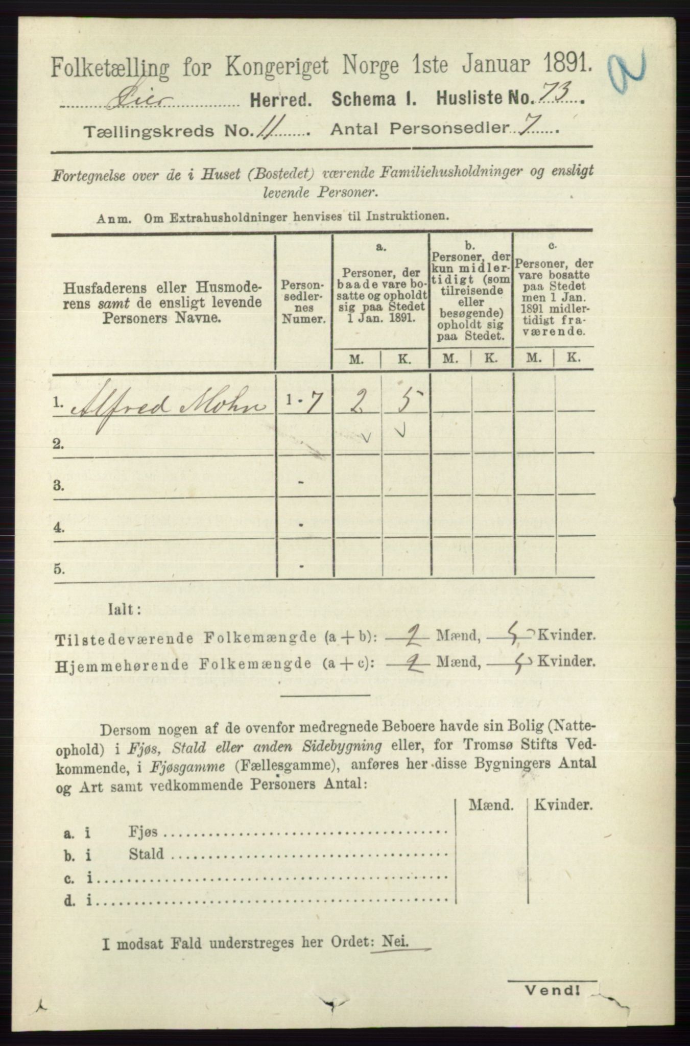 RA, 1891 census for 0626 Lier, 1891, p. 6855