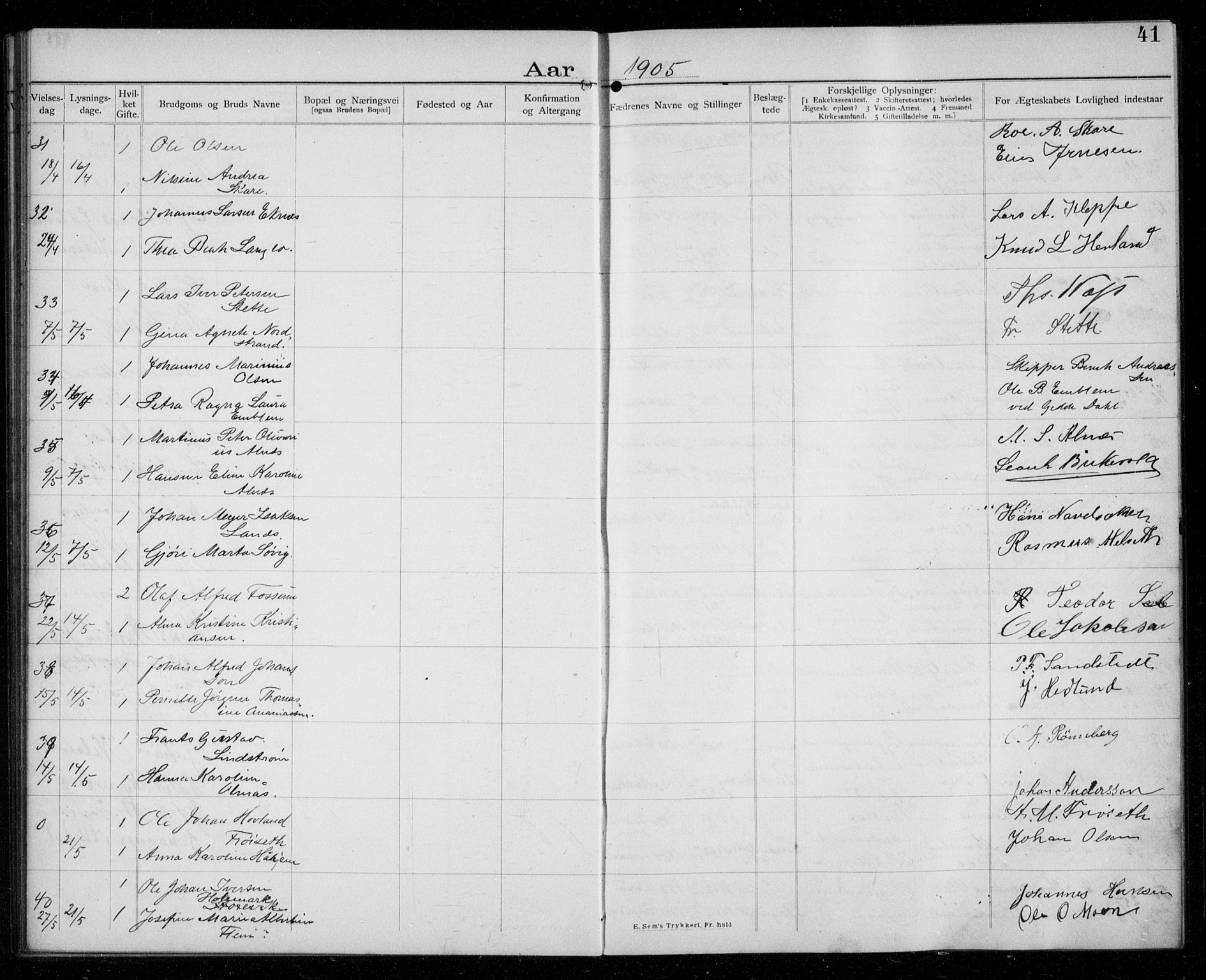 Ministerialprotokoller, klokkerbøker og fødselsregistre - Møre og Romsdal, AV/SAT-A-1454/529/L0458: Banns register no. 529A08, 1901-1918, p. 41