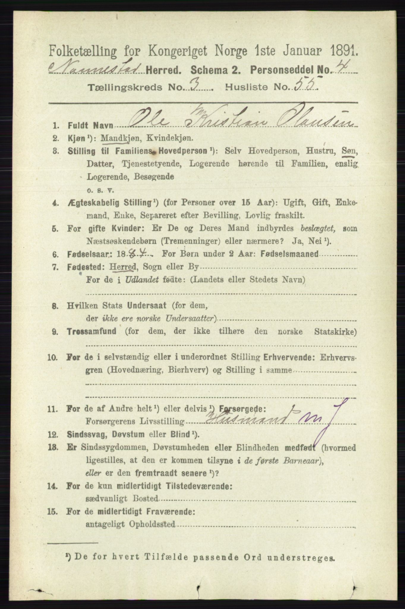 RA, 1891 census for 0238 Nannestad, 1891, p. 1789