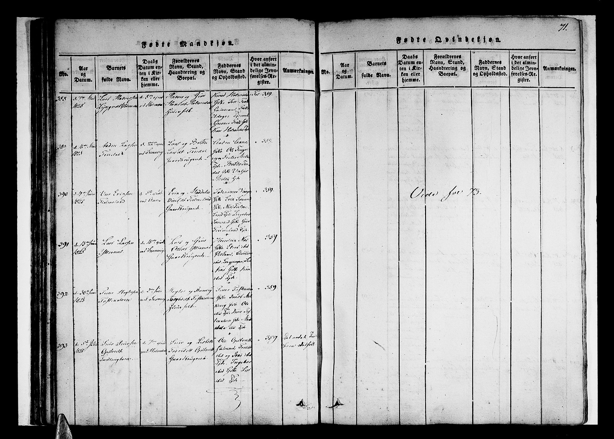 Skånevik sokneprestembete, AV/SAB-A-77801/H/Haa: Parish register (official) no. A 3, 1815-1828, p. 71