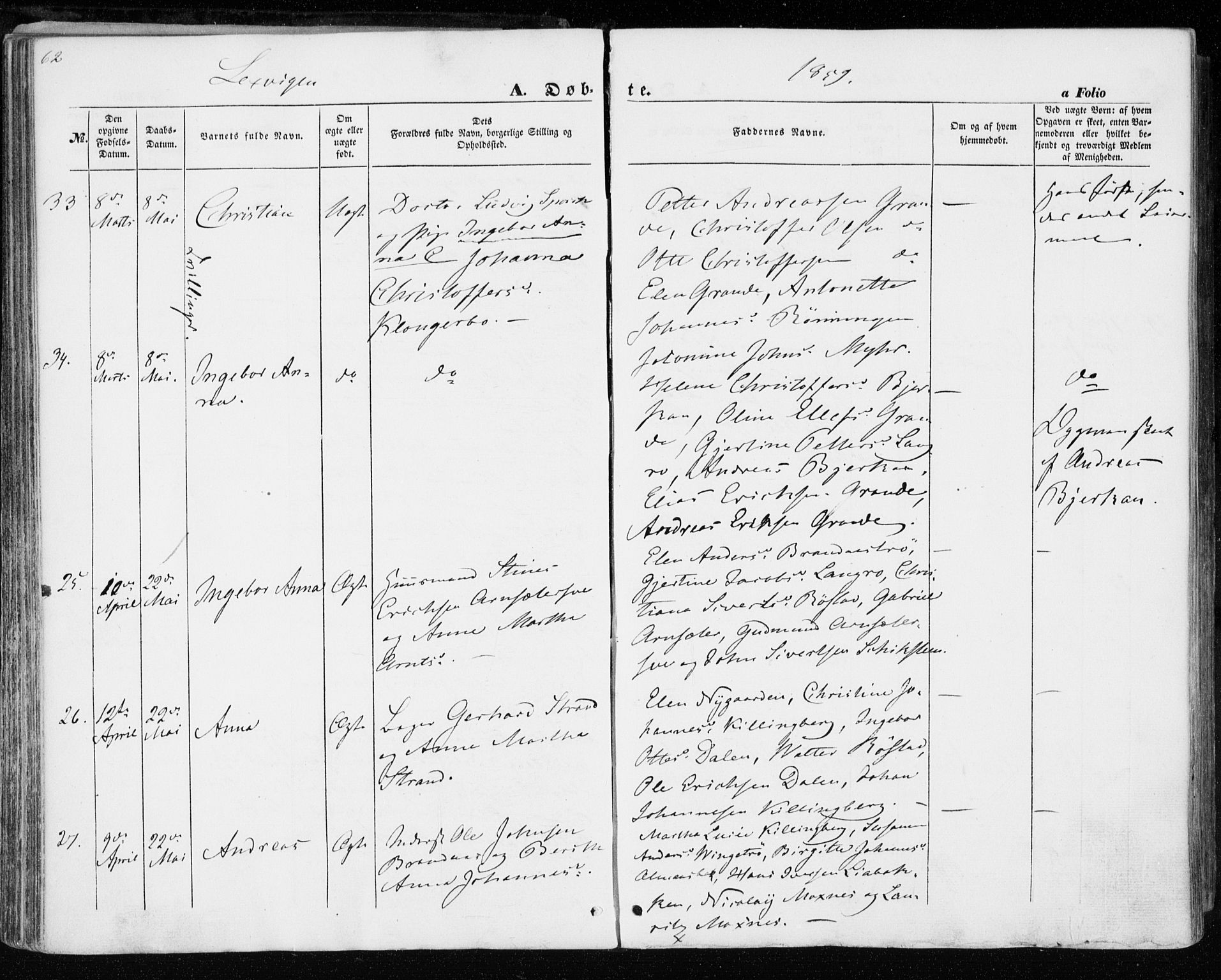 Ministerialprotokoller, klokkerbøker og fødselsregistre - Nord-Trøndelag, SAT/A-1458/701/L0008: Parish register (official) no. 701A08 /1, 1854-1863, p. 62