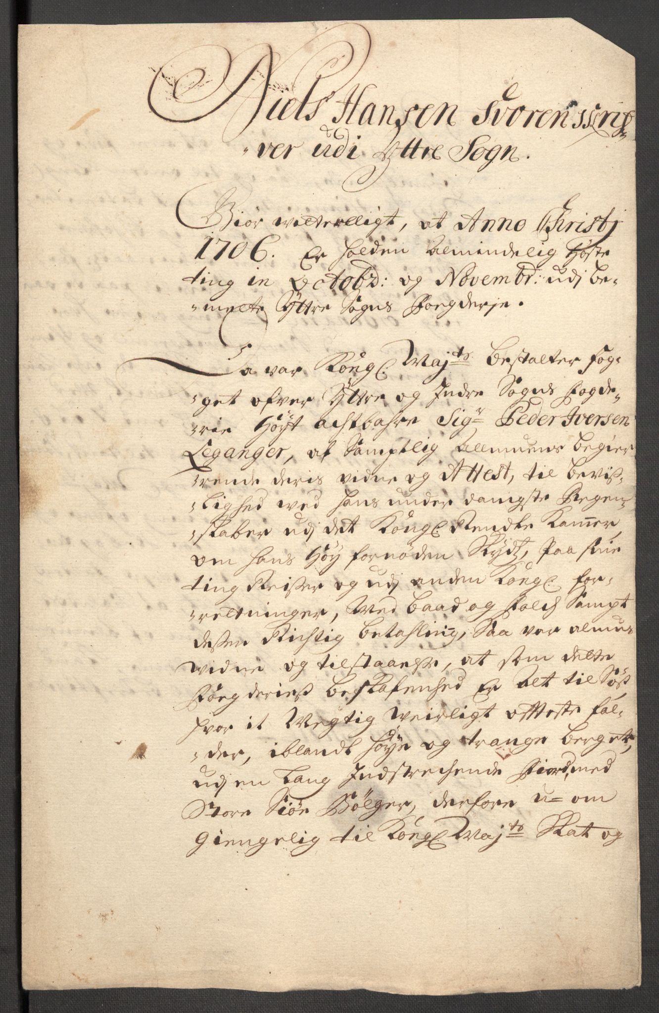 Rentekammeret inntil 1814, Reviderte regnskaper, Fogderegnskap, RA/EA-4092/R52/L3314: Fogderegnskap Sogn, 1705-1707, p. 402