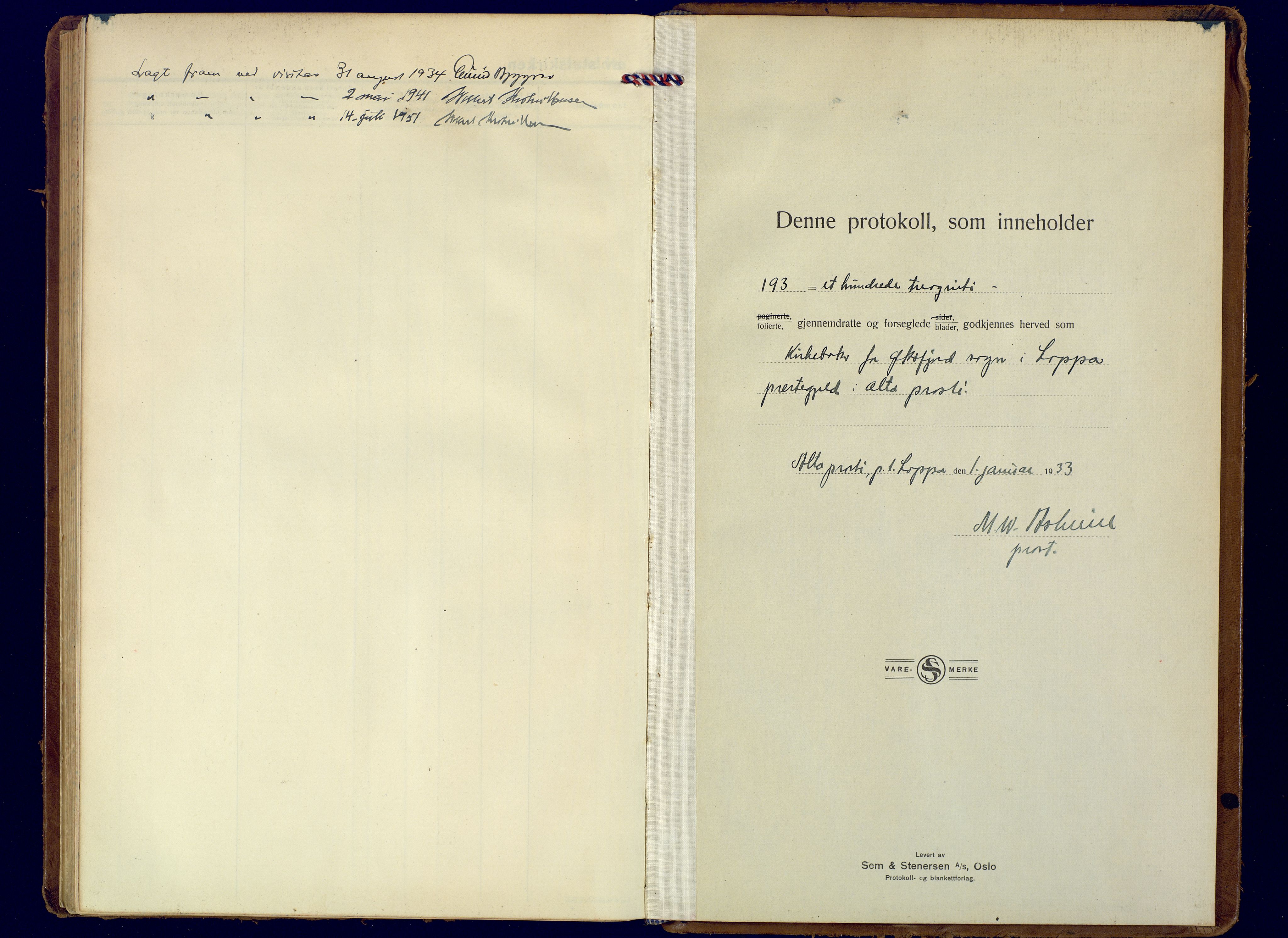 Loppa sokneprestkontor, SATØ/S-1339/H/Ha/L0015kirke: Parish register (official) no. 15, 1933-1941