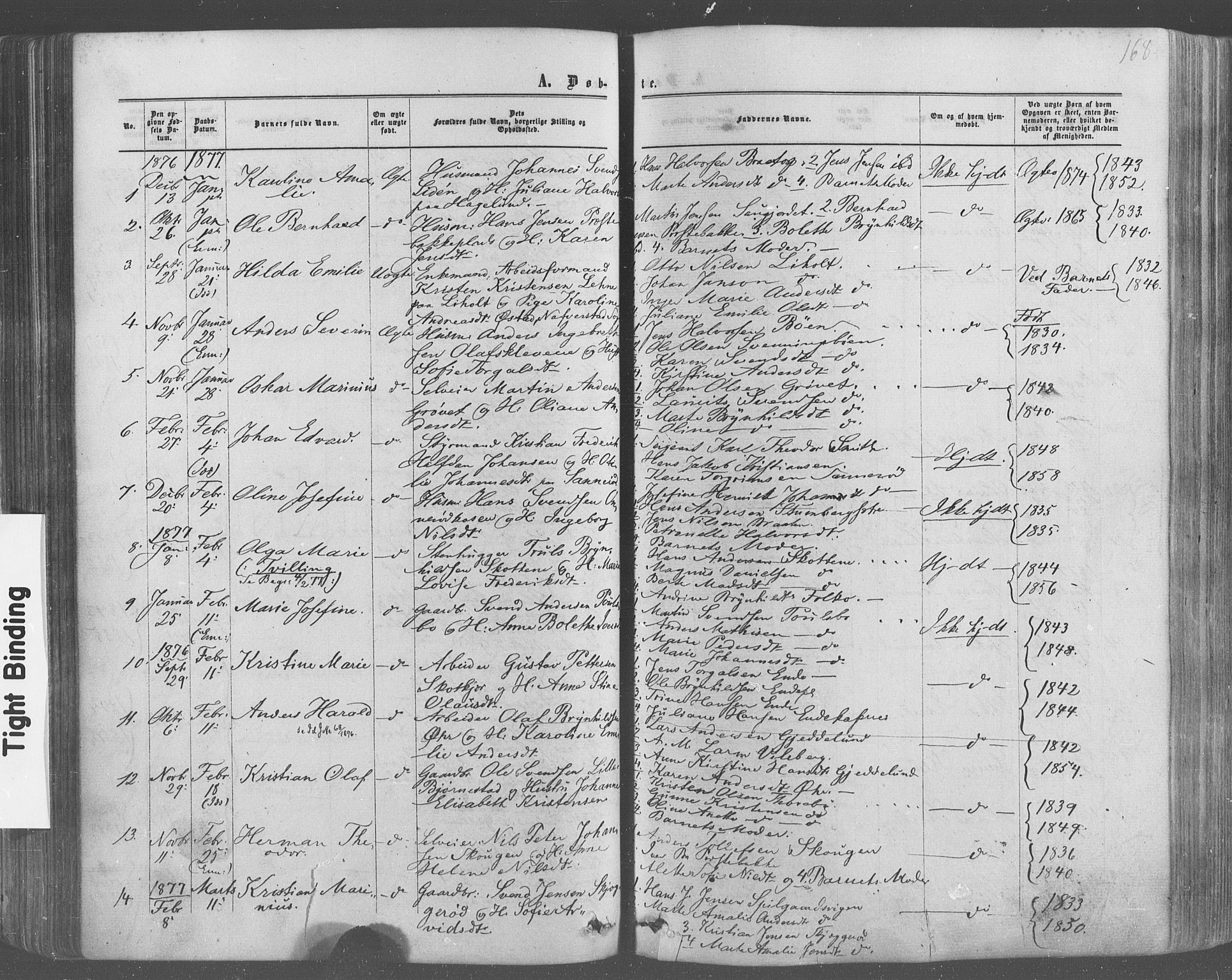 Idd prestekontor Kirkebøker, AV/SAO-A-10911/F/Fc/L0005: Parish register (official) no. III 5, 1861-1877, p. 168