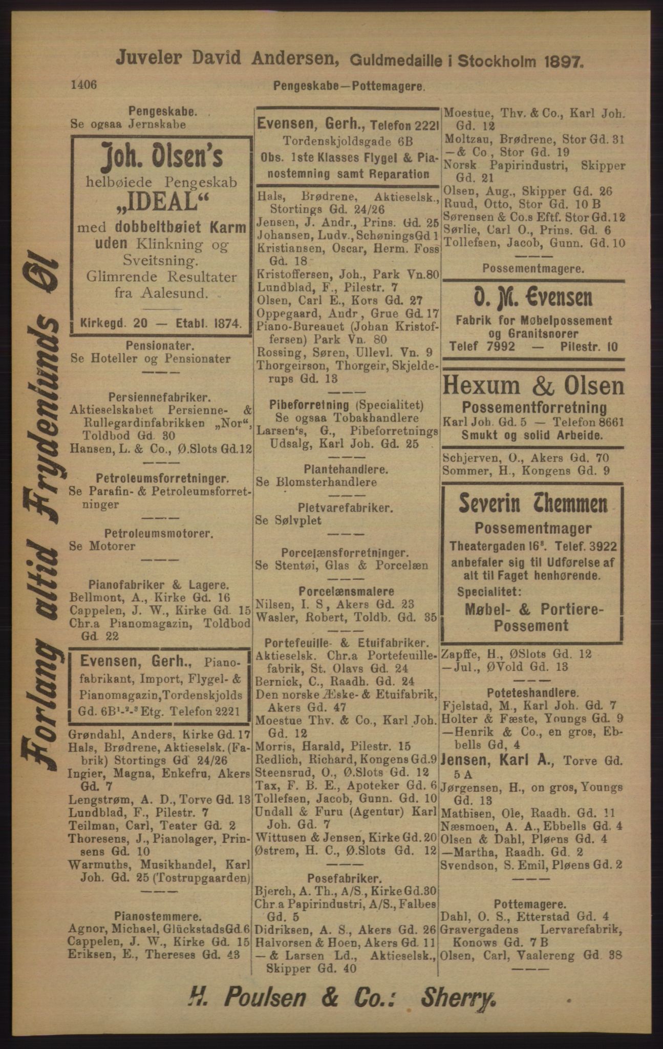 Kristiania/Oslo adressebok, PUBL/-, 1905, p. 1406