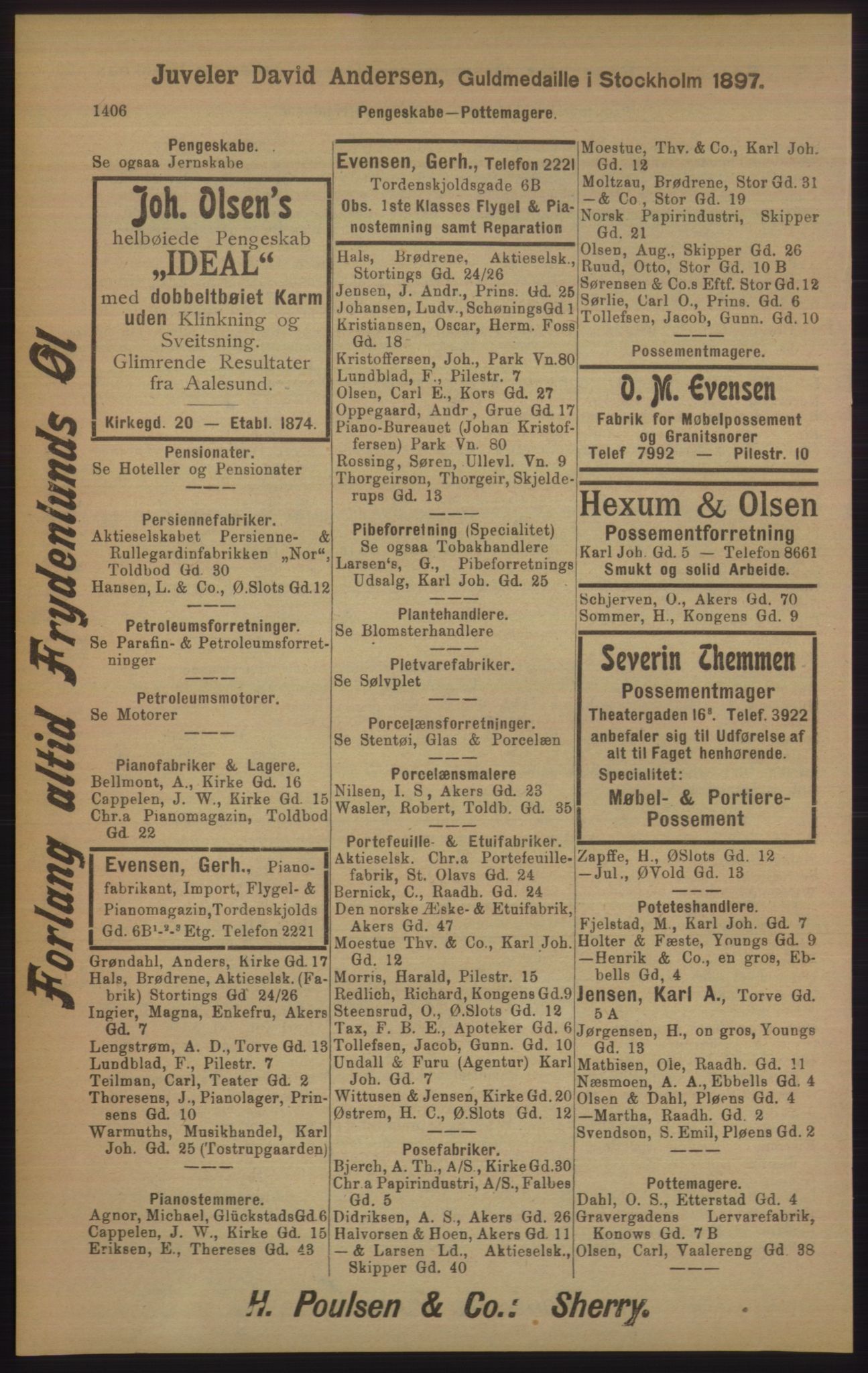 Kristiania/Oslo adressebok, PUBL/-, 1905, p. 1406