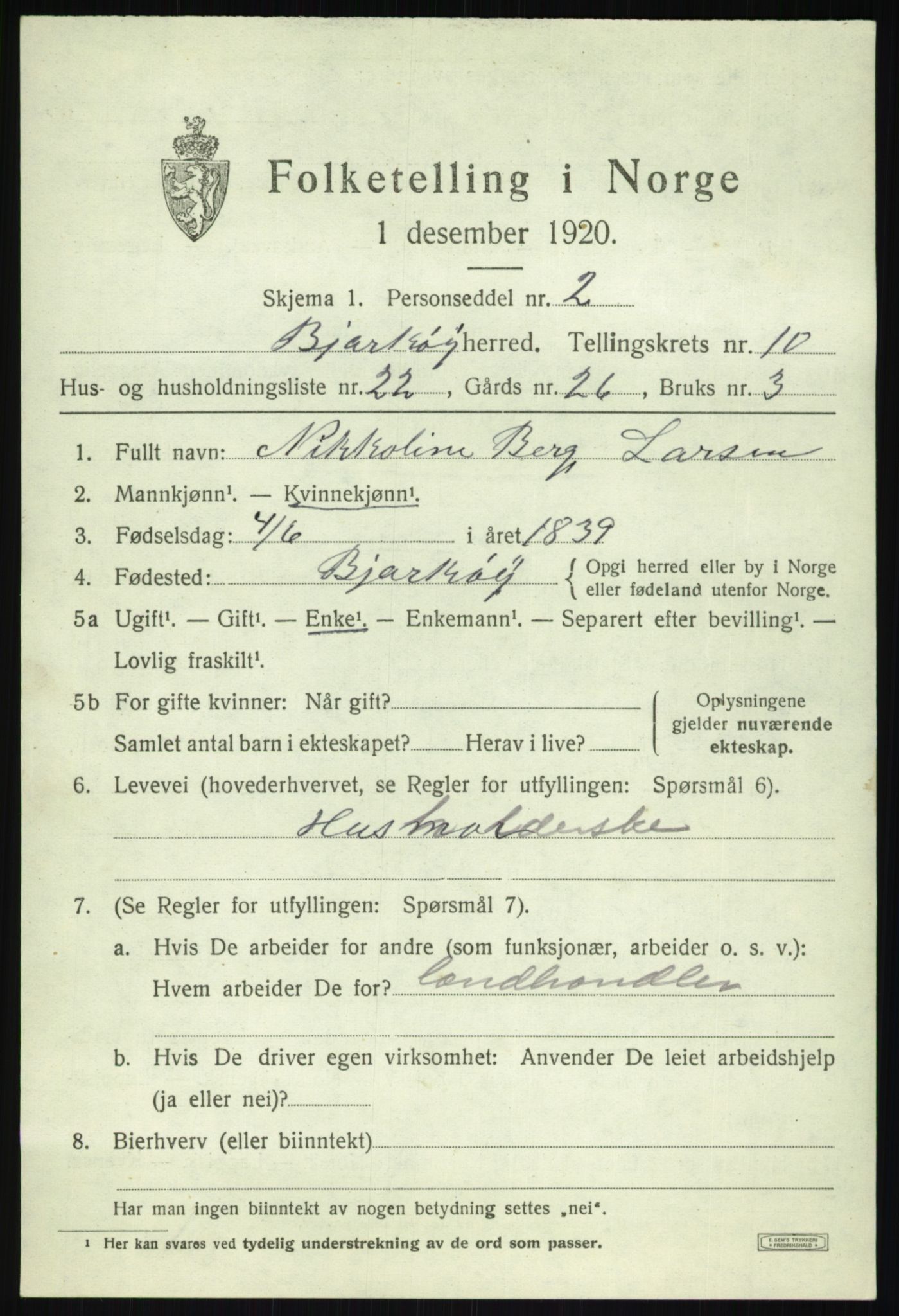 SATØ, 1920 census for Bjarkøy, 1920, p. 4277