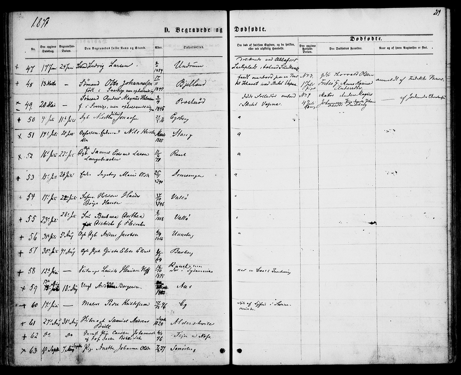 Sem kirkebøker, SAKO/A-5/F/Fa/L0008: Parish register (official) no. I 8, 1866-1873, p. 219