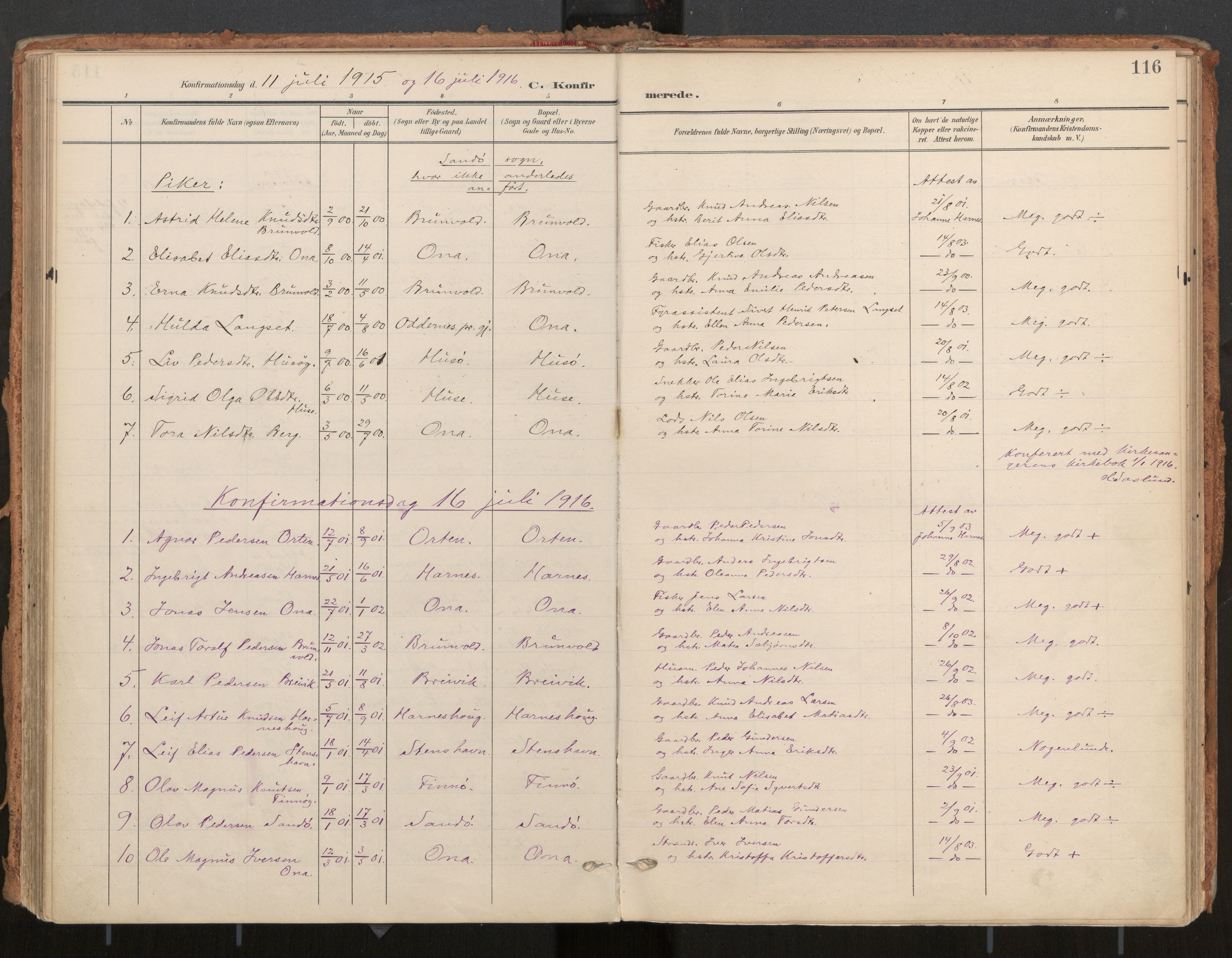 Ministerialprotokoller, klokkerbøker og fødselsregistre - Møre og Romsdal, SAT/A-1454/561/L0730: Parish register (official) no. 561A04, 1901-1929, p. 116