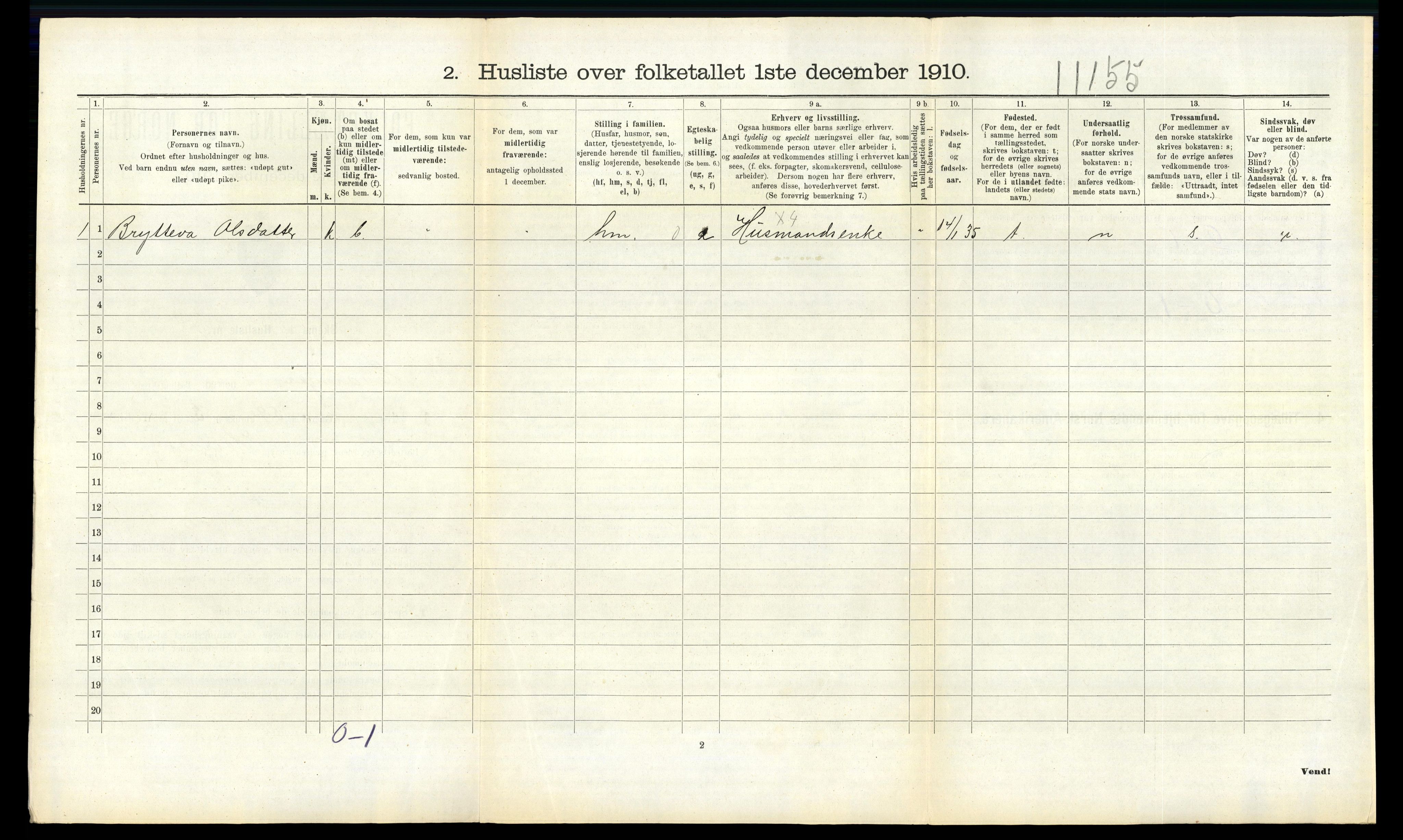 RA, 1910 census for Evanger, 1910, p. 540