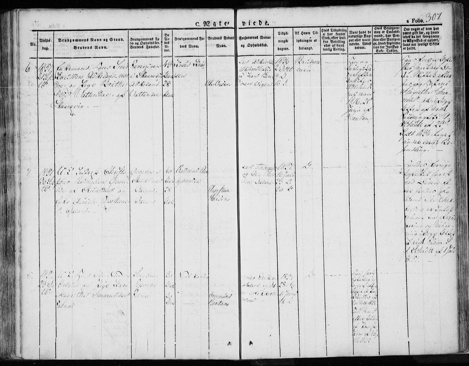 Tysvær sokneprestkontor, AV/SAST-A -101864/H/Ha/Haa/L0001: Parish register (official) no. A 1.1, 1831-1856, p. 307