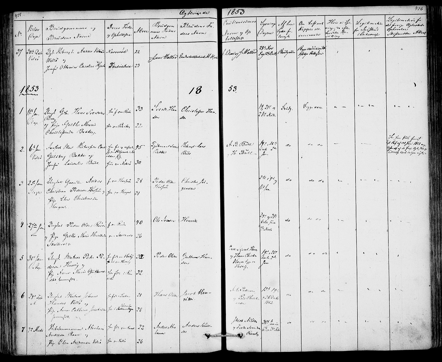 Sem kirkebøker, SAKO/A-5/F/Fa/L0006: Parish register (official) no. I 6, 1843-1855, p. 425-426