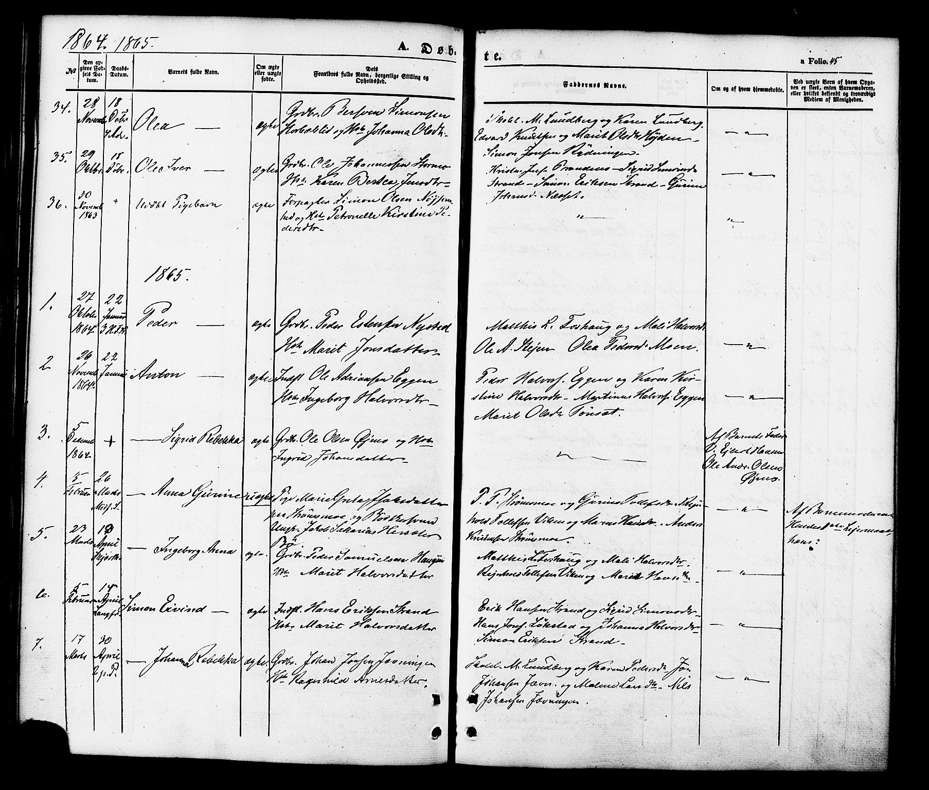 Målselv sokneprestembete, SATØ/S-1311/G/Ga/Gaa/L0008kirke: Parish register (official) no. 8, 1851-1877, p. 45