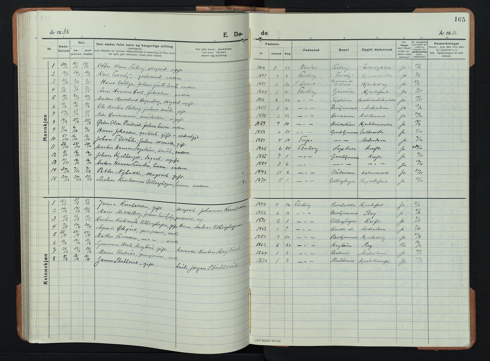 Søndre Land prestekontor, AV/SAH-PREST-122/L/L0008: Parish register (copy) no. 8, 1926-1950, p. 165