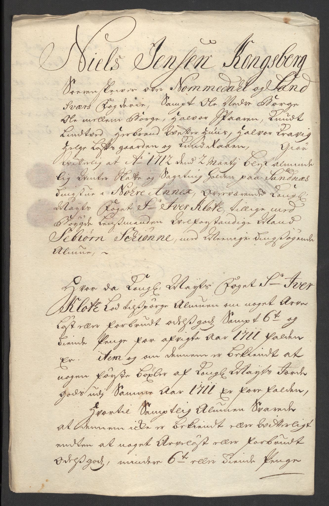Rentekammeret inntil 1814, Reviderte regnskaper, Fogderegnskap, RA/EA-4092/R24/L1586: Fogderegnskap Numedal og Sandsvær, 1711, p. 41