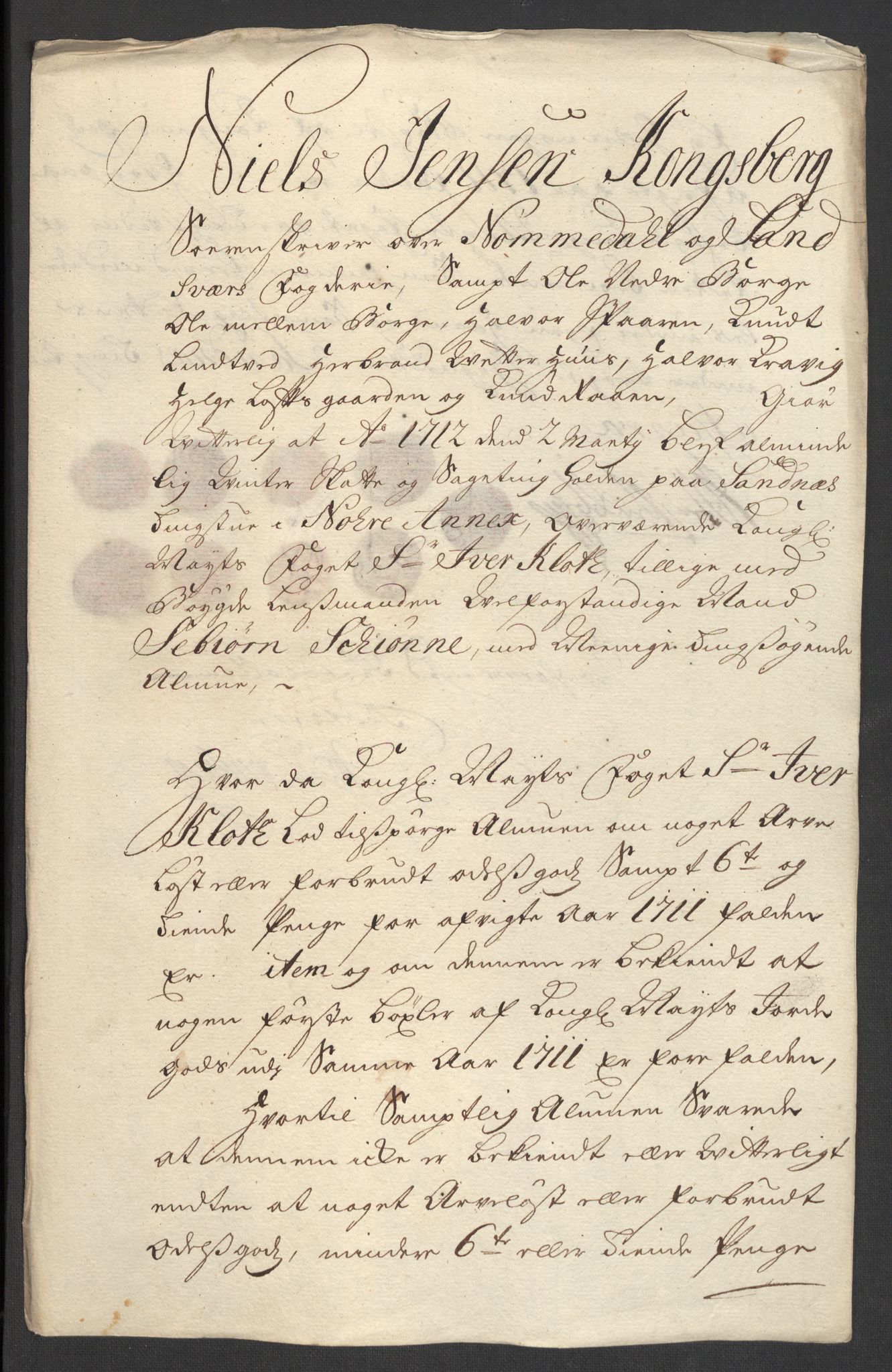 Rentekammeret inntil 1814, Reviderte regnskaper, Fogderegnskap, AV/RA-EA-4092/R24/L1586: Fogderegnskap Numedal og Sandsvær, 1711, p. 41