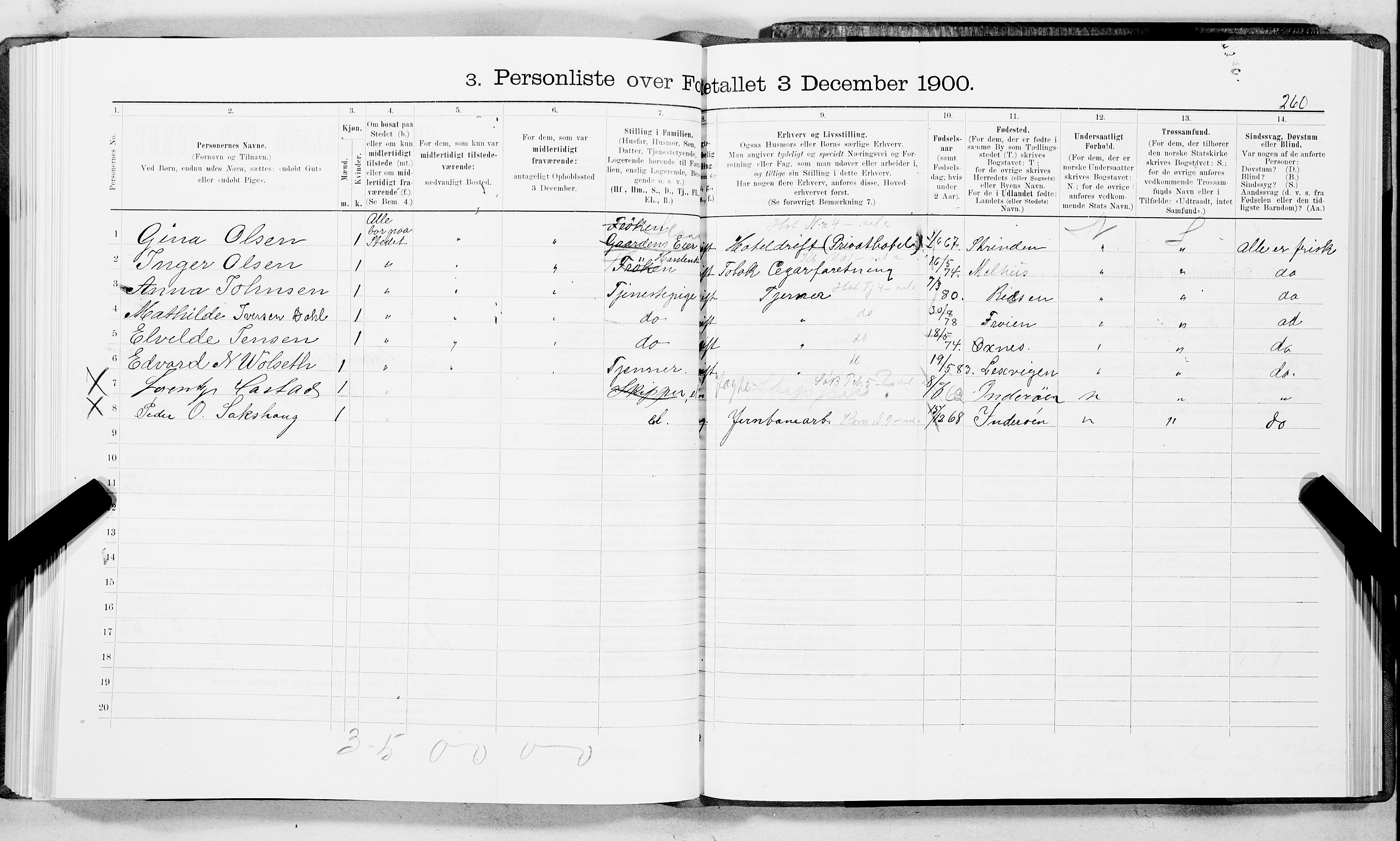 SAT, 1900 census for Trondheim, 1900, p. 3325