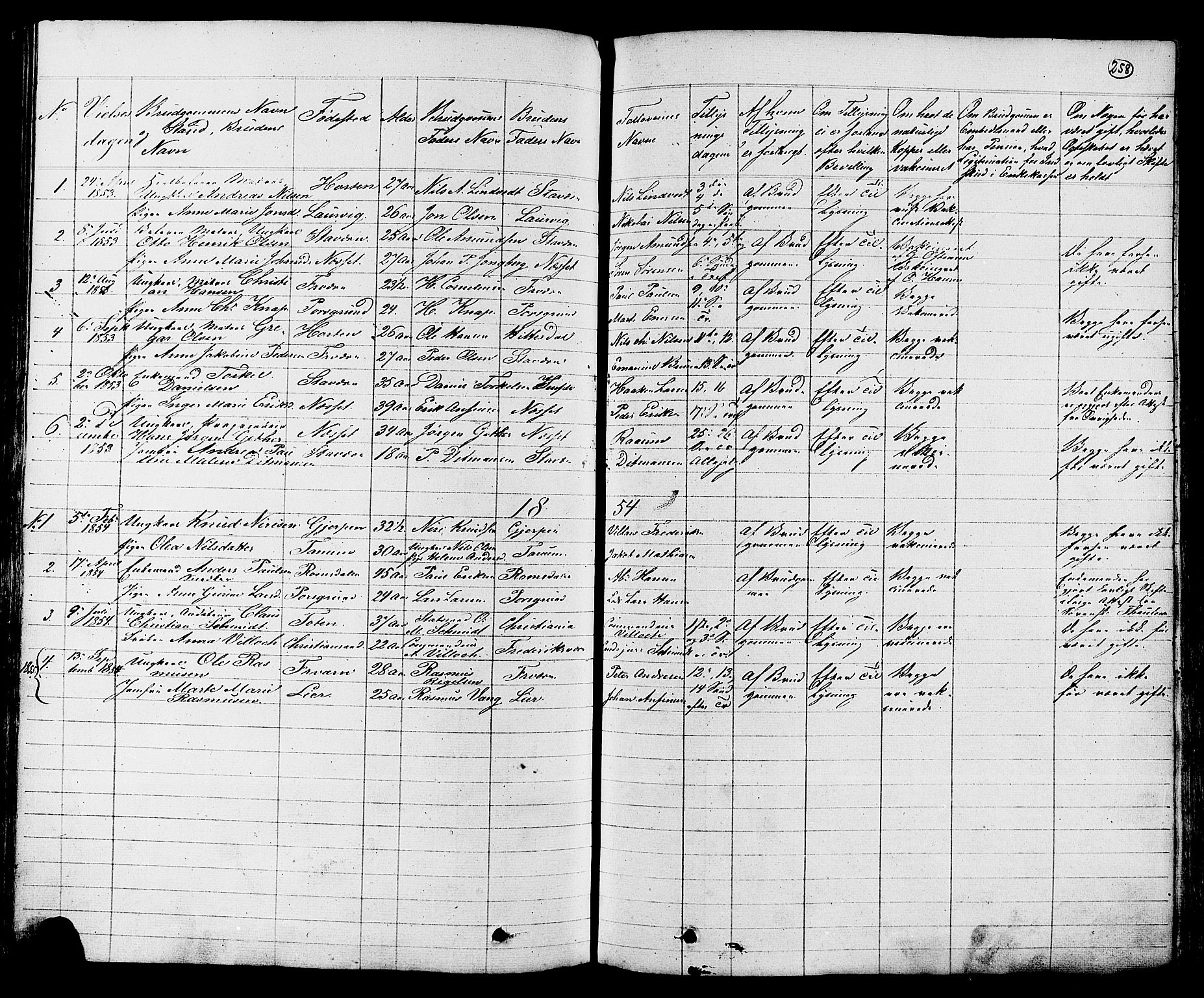 Stavern kirkebøker, AV/SAKO-A-318/G/Ga/L0002: Parish register (copy) no. 2, 1839-1909, p. 258