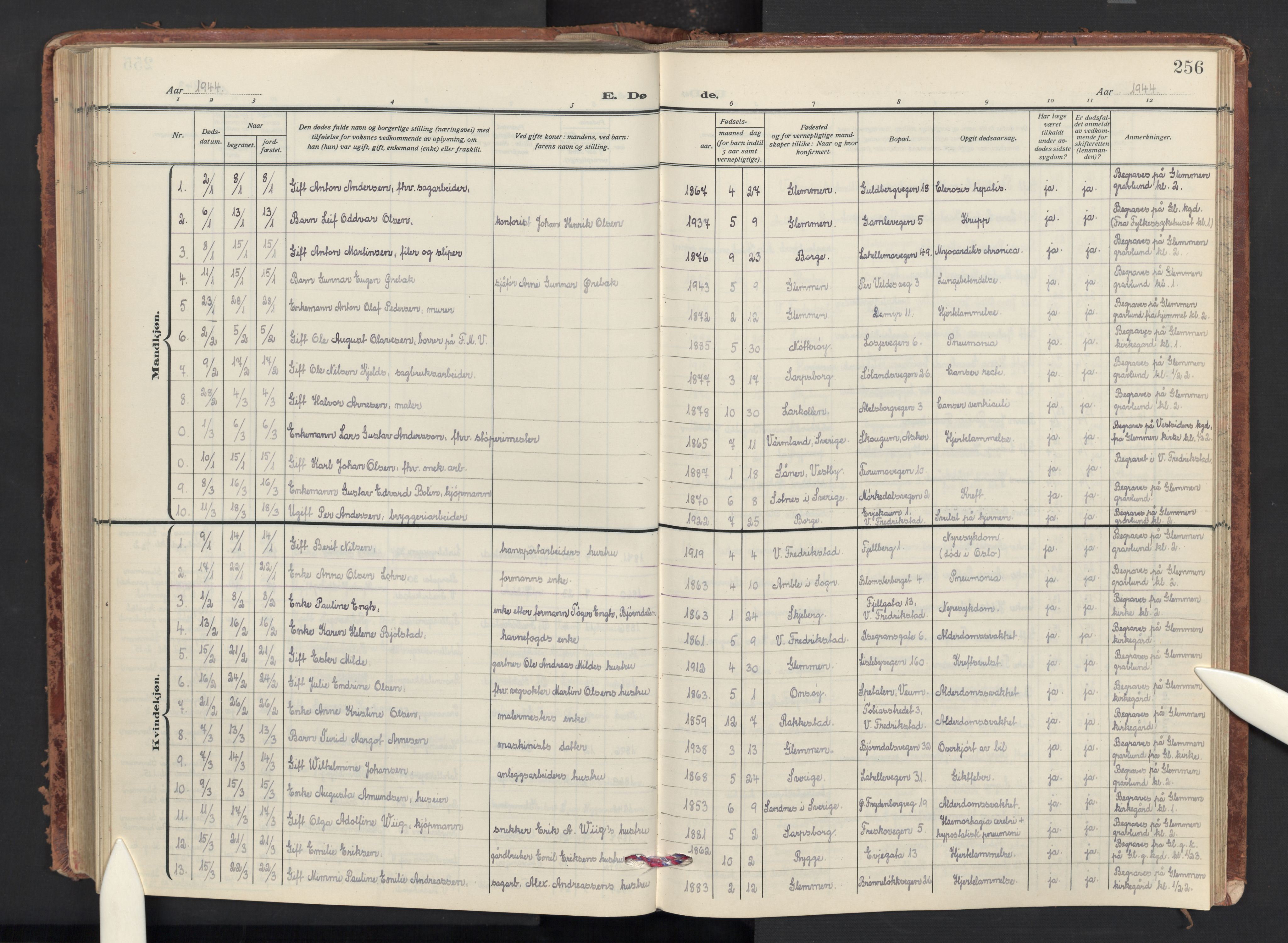 Glemmen prestekontor Kirkebøker, AV/SAO-A-10908/G/Ga/L0010: Parish register (copy) no. 10, 1928-1951, p. 256