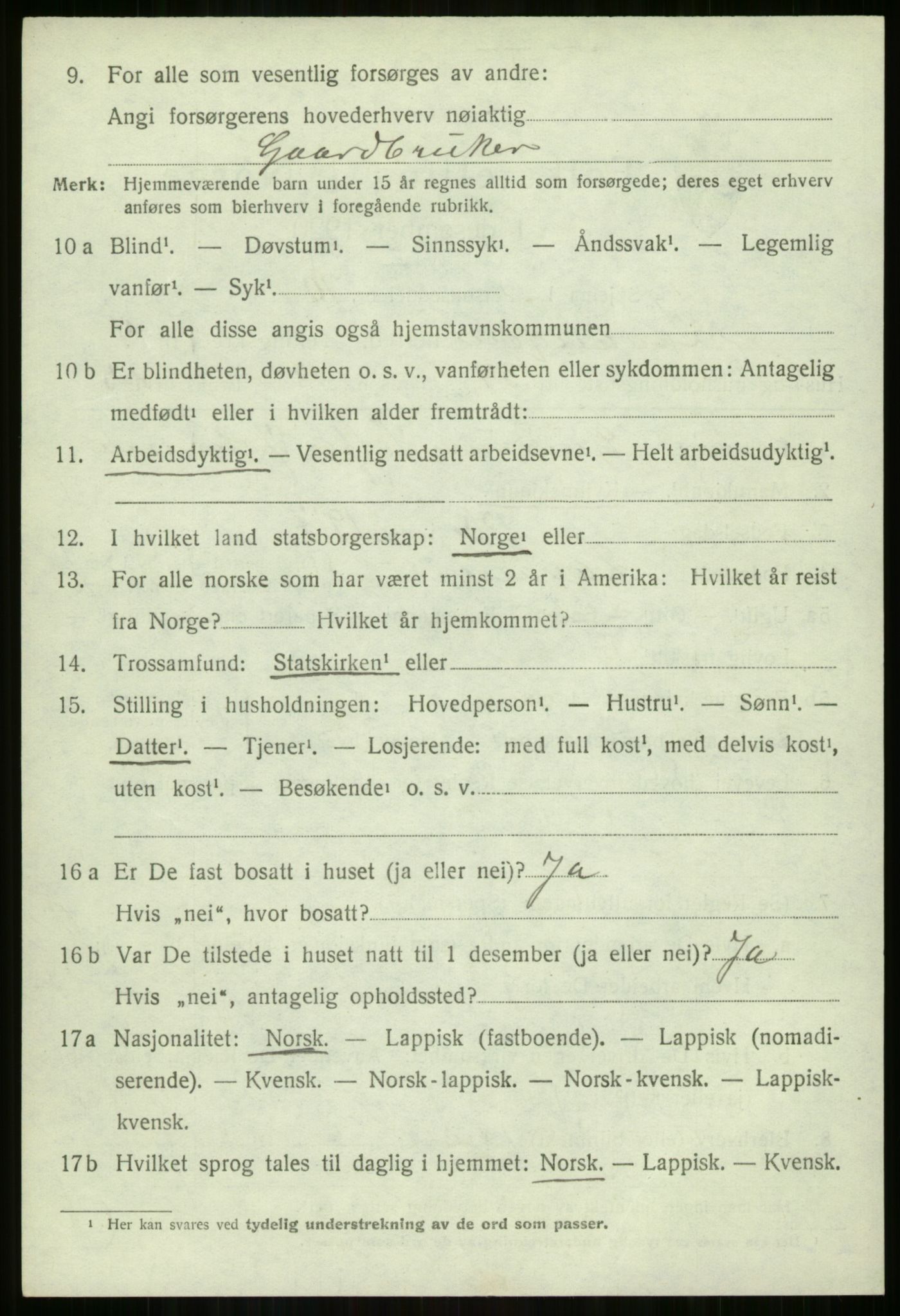 SATØ, 1920 census for Lavangen, 1920, p. 2308