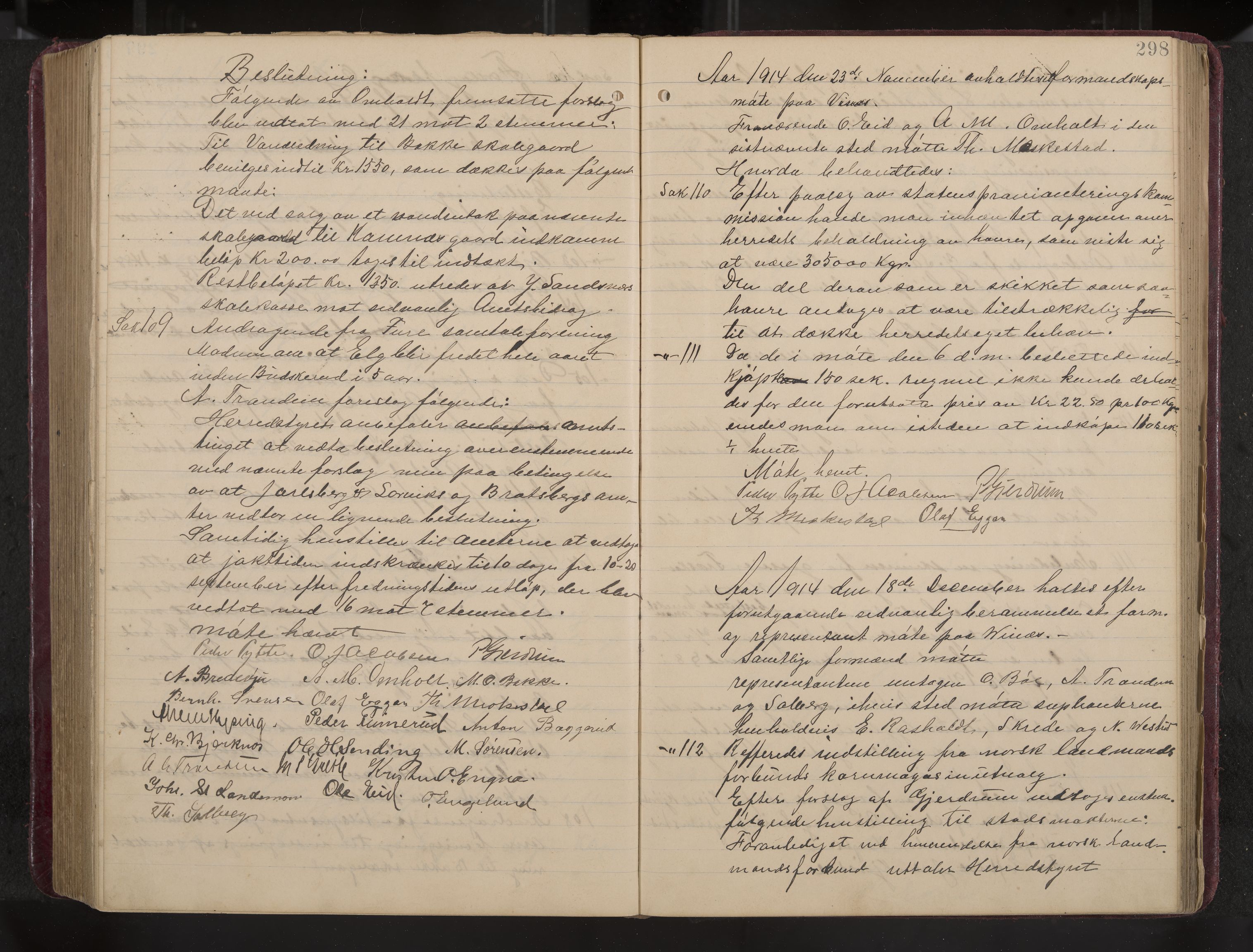 Ytre Sandsvær formannskap og sentraladministrasjon, IKAK/0629021/A/Aa/L0001: Møtebok med register, 1902-1919, p. 298