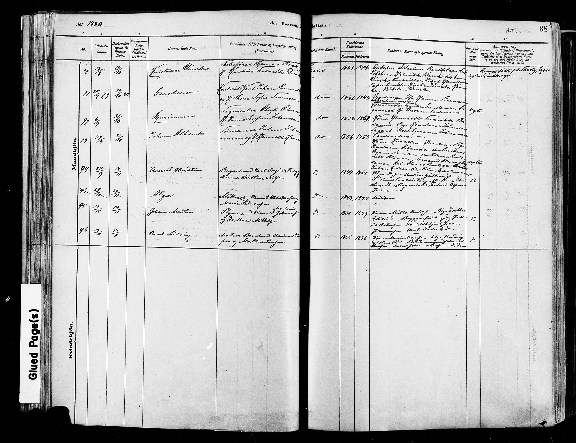 Moss prestekontor Kirkebøker, SAO/A-2003/F/Fb/L0001: Parish register (official) no. II 1, 1878-1886, p. 38