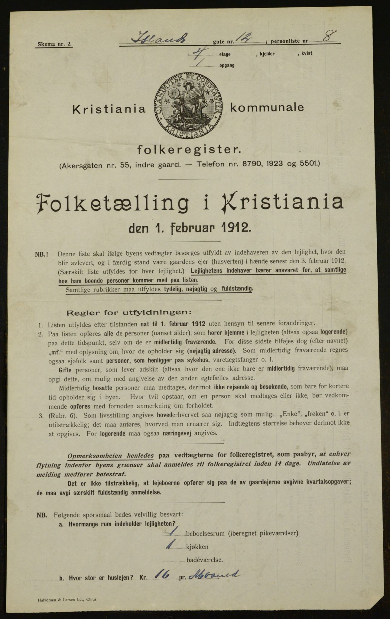 OBA, Municipal Census 1912 for Kristiania, 1912, p. 45083