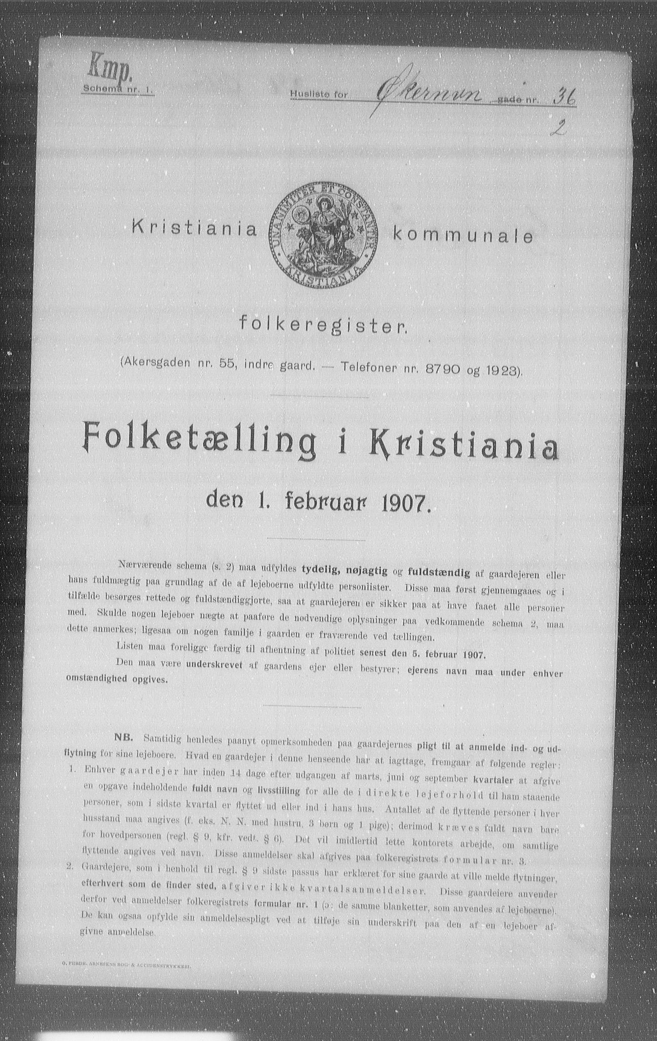 OBA, Municipal Census 1907 for Kristiania, 1907, p. 65538