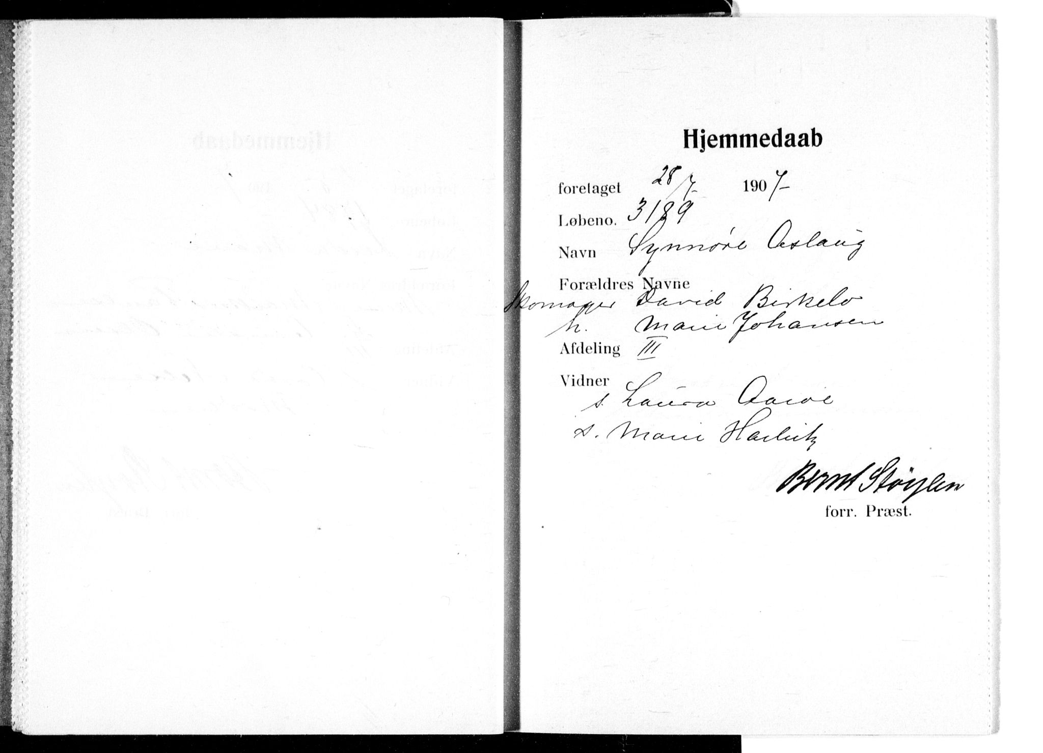 Ullevål sykehus prestekontor Kirkebøker, SAO/A-10542a/K/Ka/L0004: Baptism register no. 4, 1906-1926