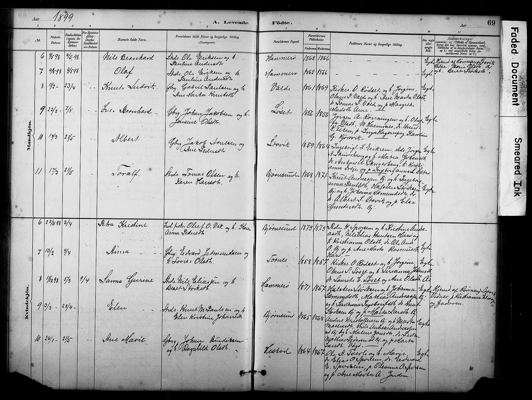Ministerialprotokoller, klokkerbøker og fødselsregistre - Møre og Romsdal, SAT/A-1454/565/L0755: Parish register (copy) no. 565C04, 1883-1903, p. 69