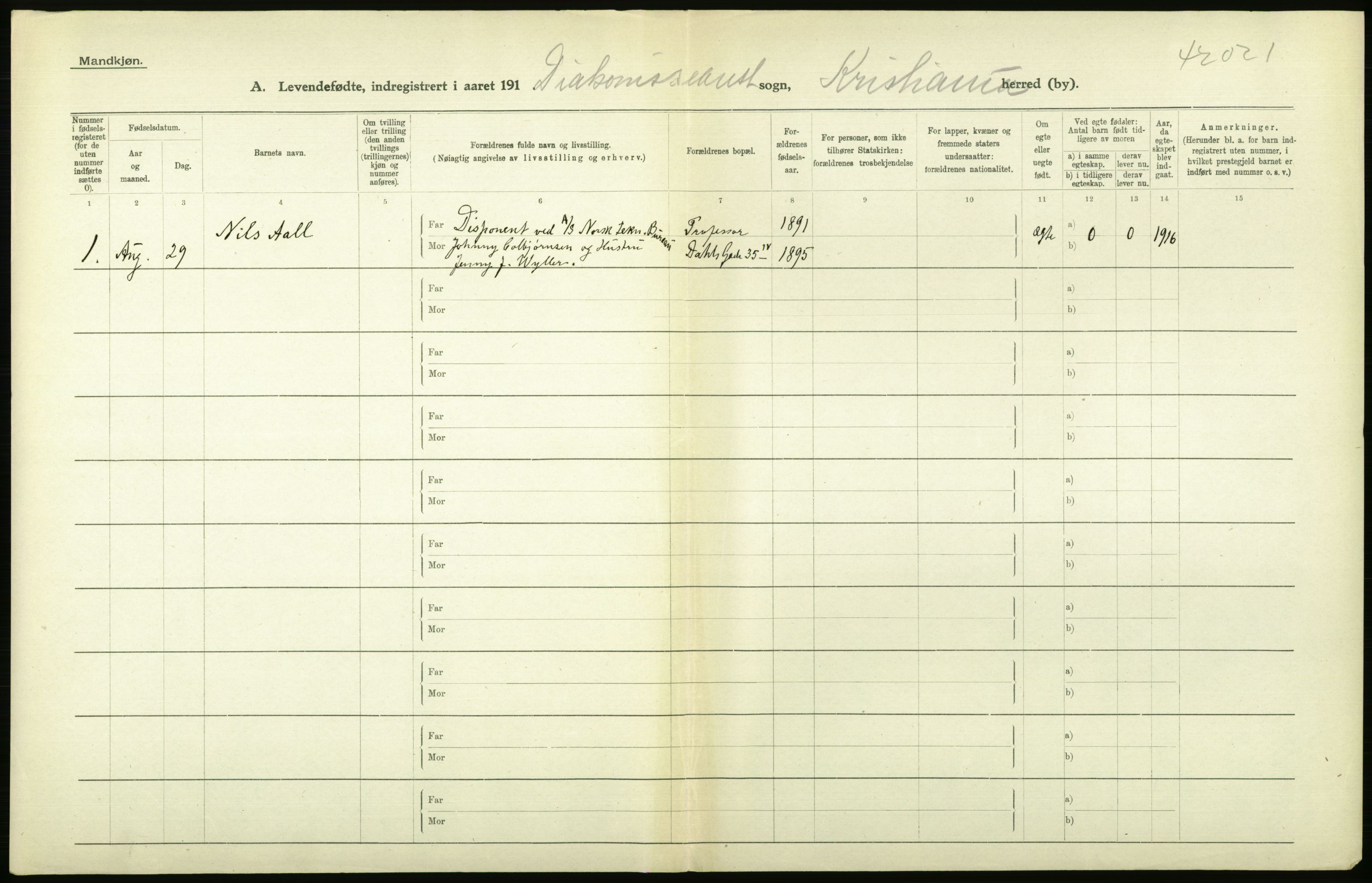 Statistisk sentralbyrå, Sosiodemografiske emner, Befolkning, RA/S-2228/D/Df/Dfb/Dfbg/L0006: Kristiania: Levendefødte menn og kvinner., 1917, p. 62