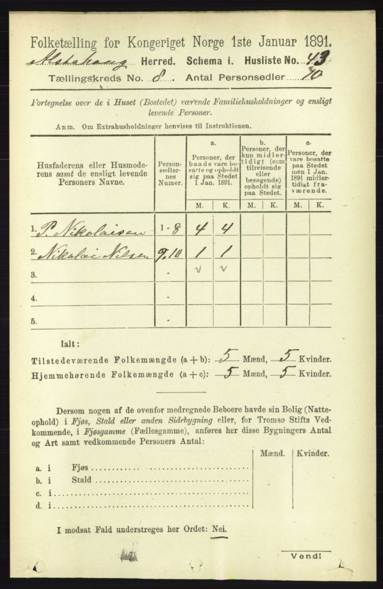 RA, 1891 census for 1820 Alstahaug, 1891, p. 2897