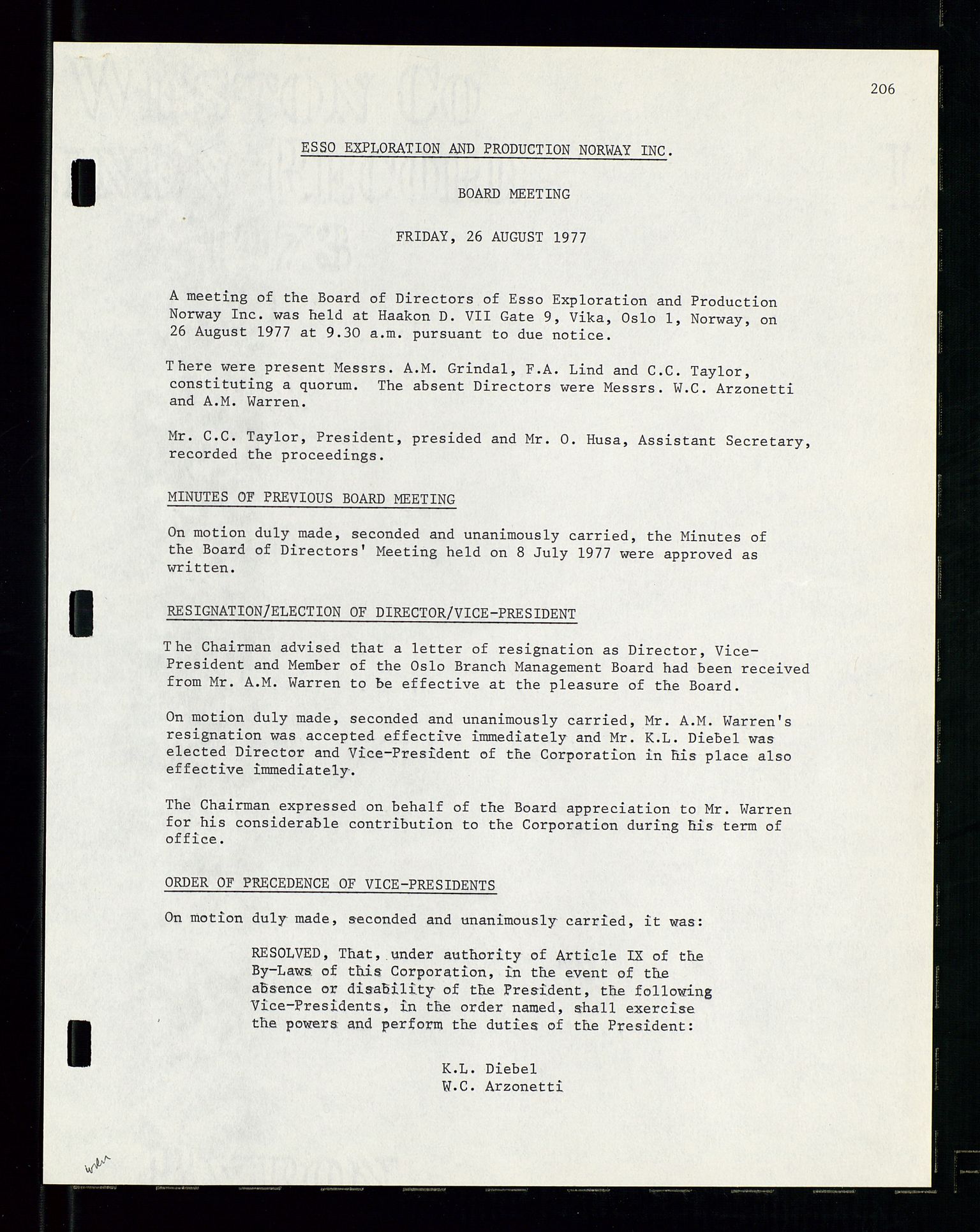 Pa 1512 - Esso Exploration and Production Norway Inc., AV/SAST-A-101917/A/Aa/L0001/0002: Styredokumenter / Corporate records, Board meeting minutes, Agreements, Stocholder meetings, 1975-1979, p. 61