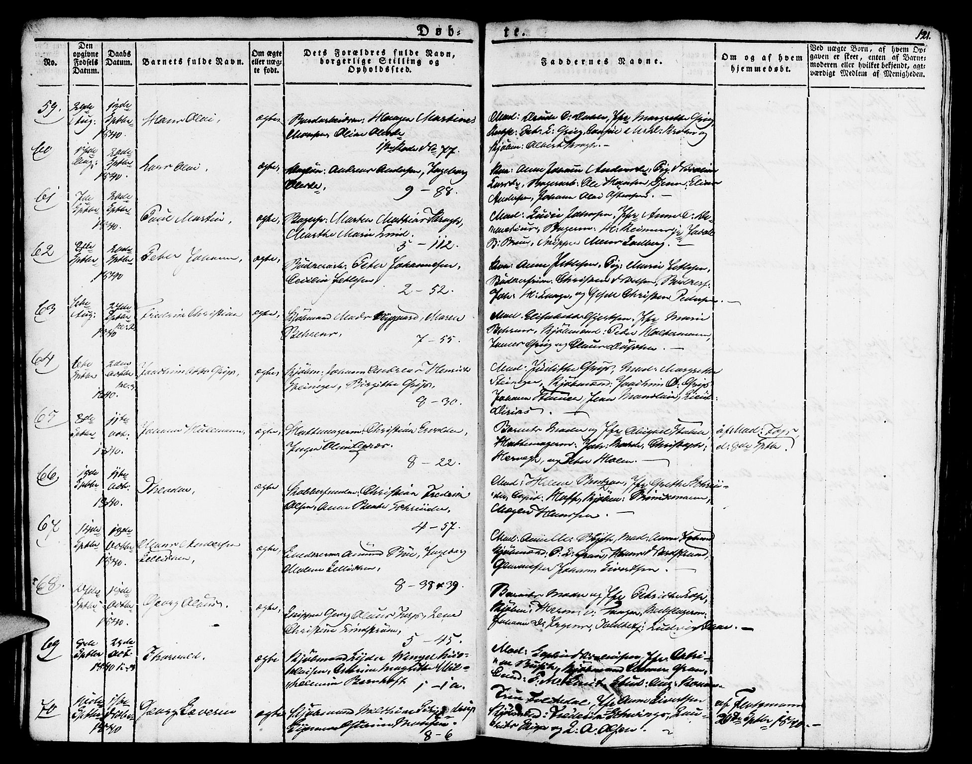 Nykirken Sokneprestembete, AV/SAB-A-77101/H/Haa/L0012: Parish register (official) no. A 12, 1821-1844, p. 121