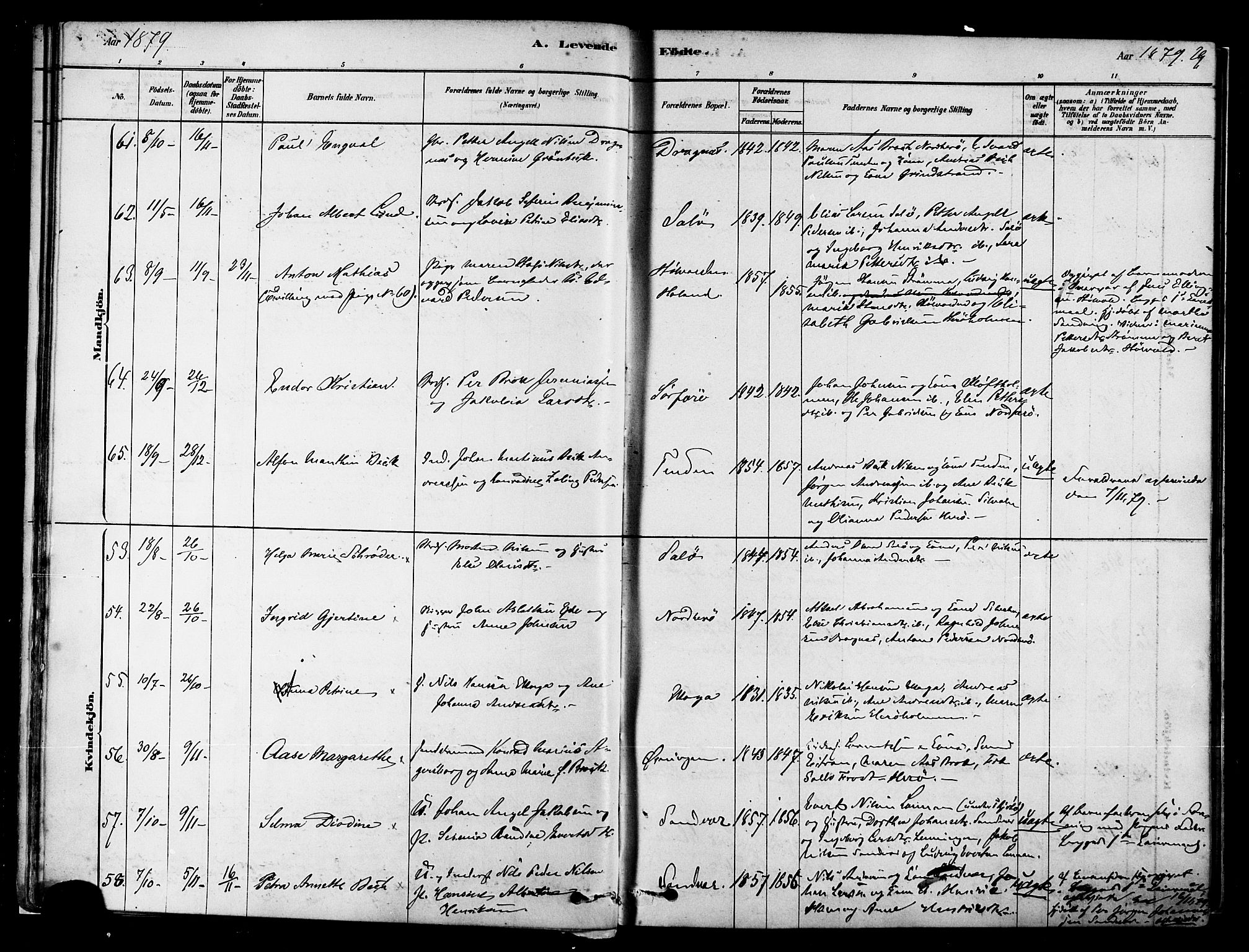 Ministerialprotokoller, klokkerbøker og fødselsregistre - Nordland, SAT/A-1459/834/L0507: Parish register (official) no. 834A05, 1878-1892, p. 29