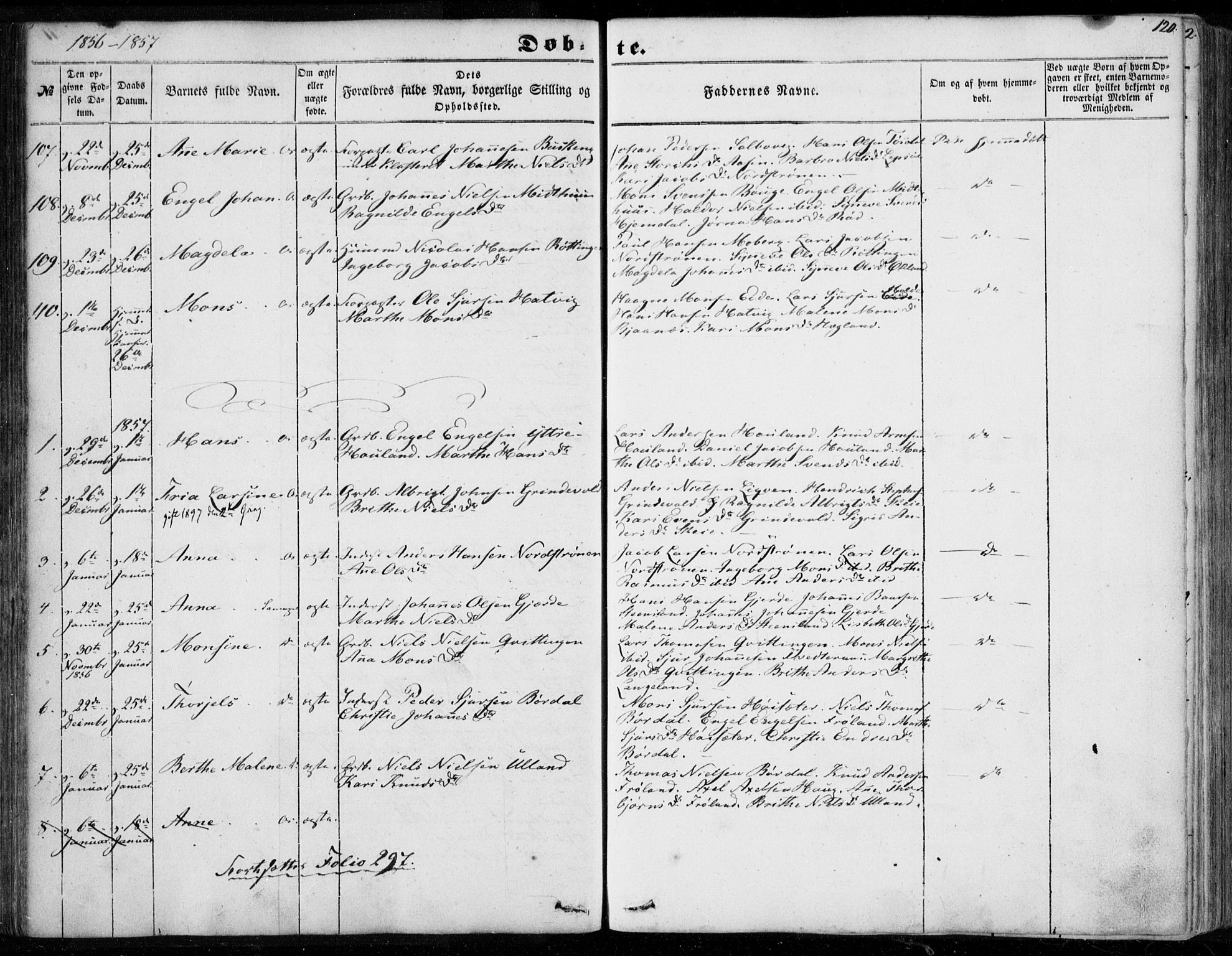 Os sokneprestembete, SAB/A-99929: Parish register (official) no. A 16, 1851-1859, p. 120