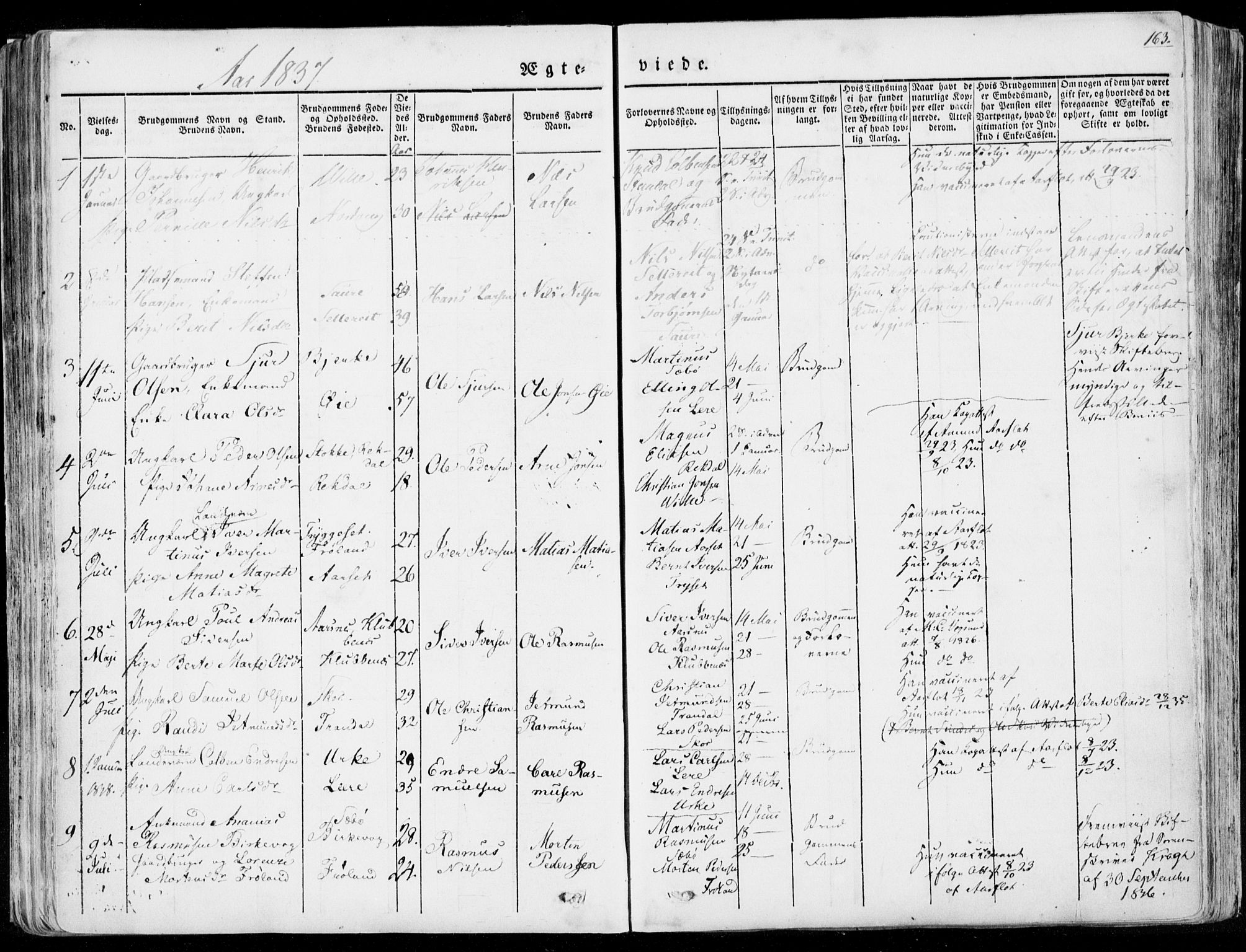 Ministerialprotokoller, klokkerbøker og fødselsregistre - Møre og Romsdal, SAT/A-1454/515/L0208: Parish register (official) no. 515A04, 1830-1846, p. 163