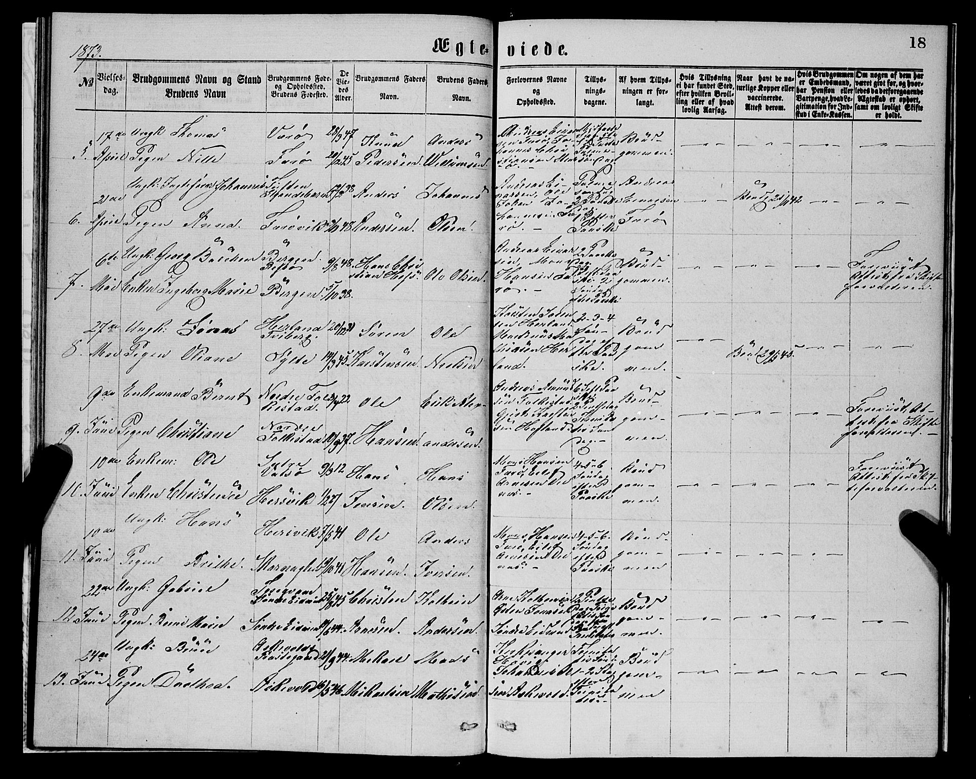 Askvoll sokneprestembete, AV/SAB-A-79501/H/Haa/Haaa/L0014: Parish register (official) no. A 14, 1868-1878, p. 18