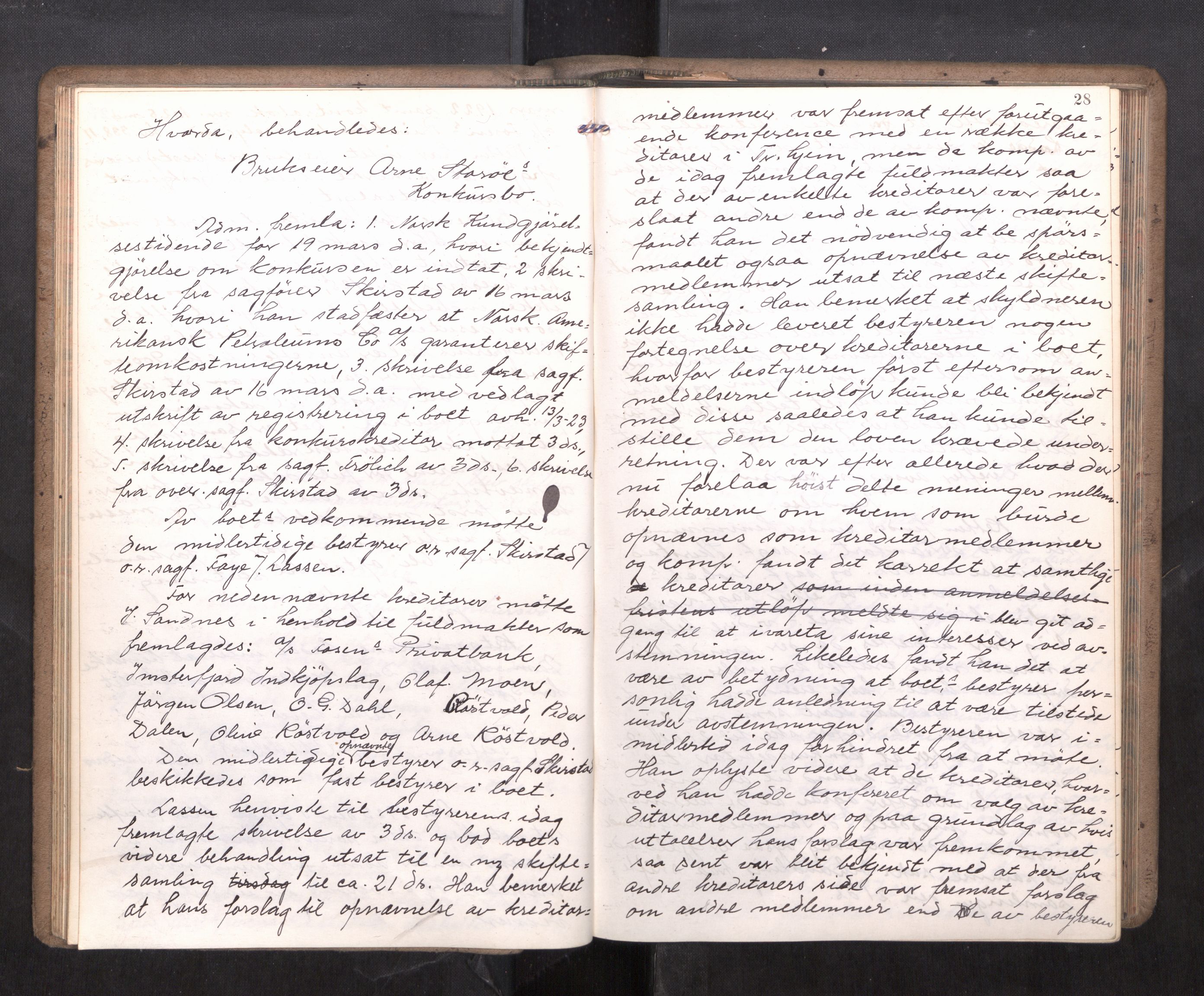 Hitra sorenskriveri, AV/SAT-A-0018/3/3B/L0002: Skifteforhandlingsprotokoll, 1922-1927, p. 27b-28a
