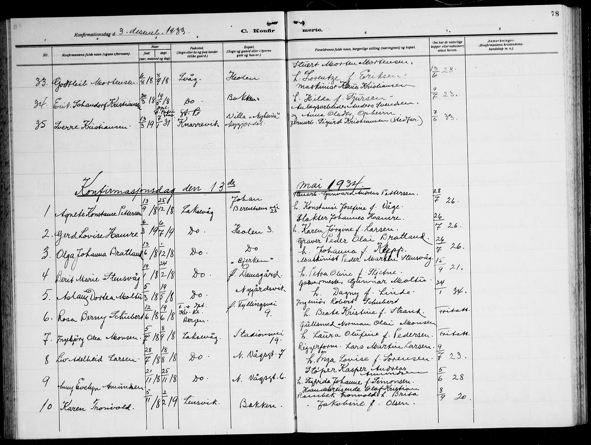 Laksevåg Sokneprestembete, AV/SAB-A-76501/H/Ha/Hab/Haba: Parish register (copy) no. A 10, 1925-1942, p. 78