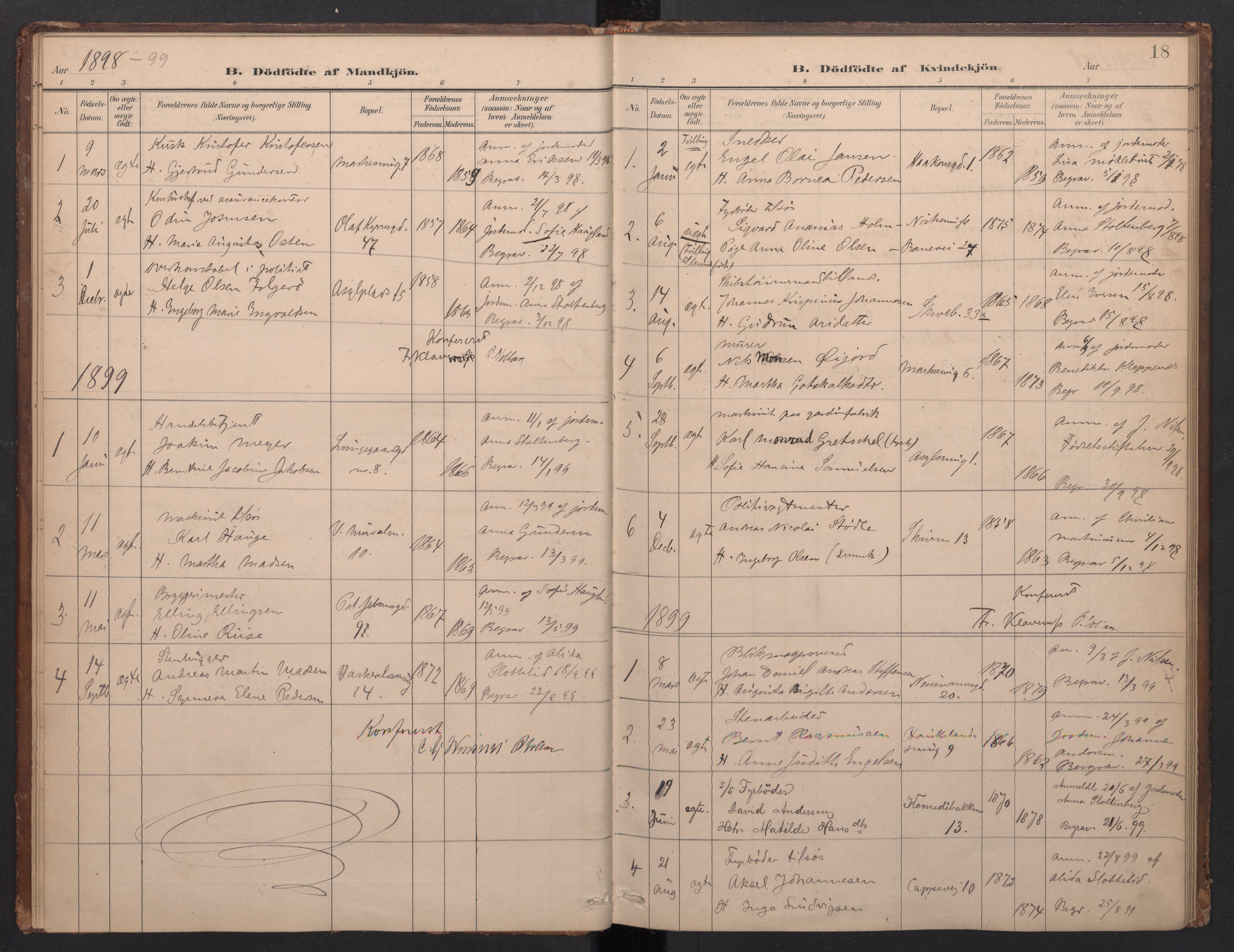 Domkirken sokneprestembete, SAB/A-74801/H/Haa/L0049: Parish register (official) no. G 1, 1882-1922, p. 17b-18a