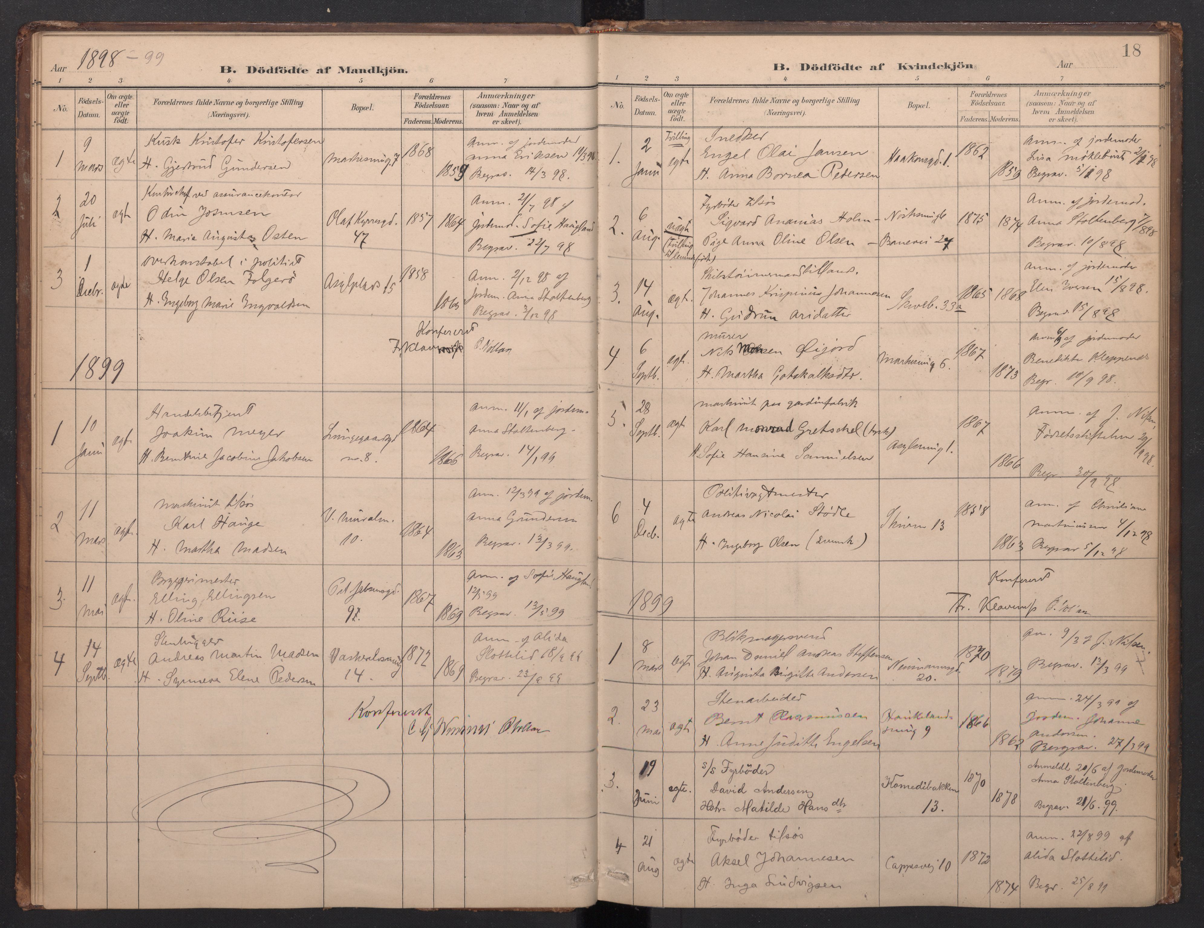 Domkirken sokneprestembete, AV/SAB-A-74801/H/Haa/L0049: Parish register (official) no. G 1, 1882-1922, p. 17b-18a