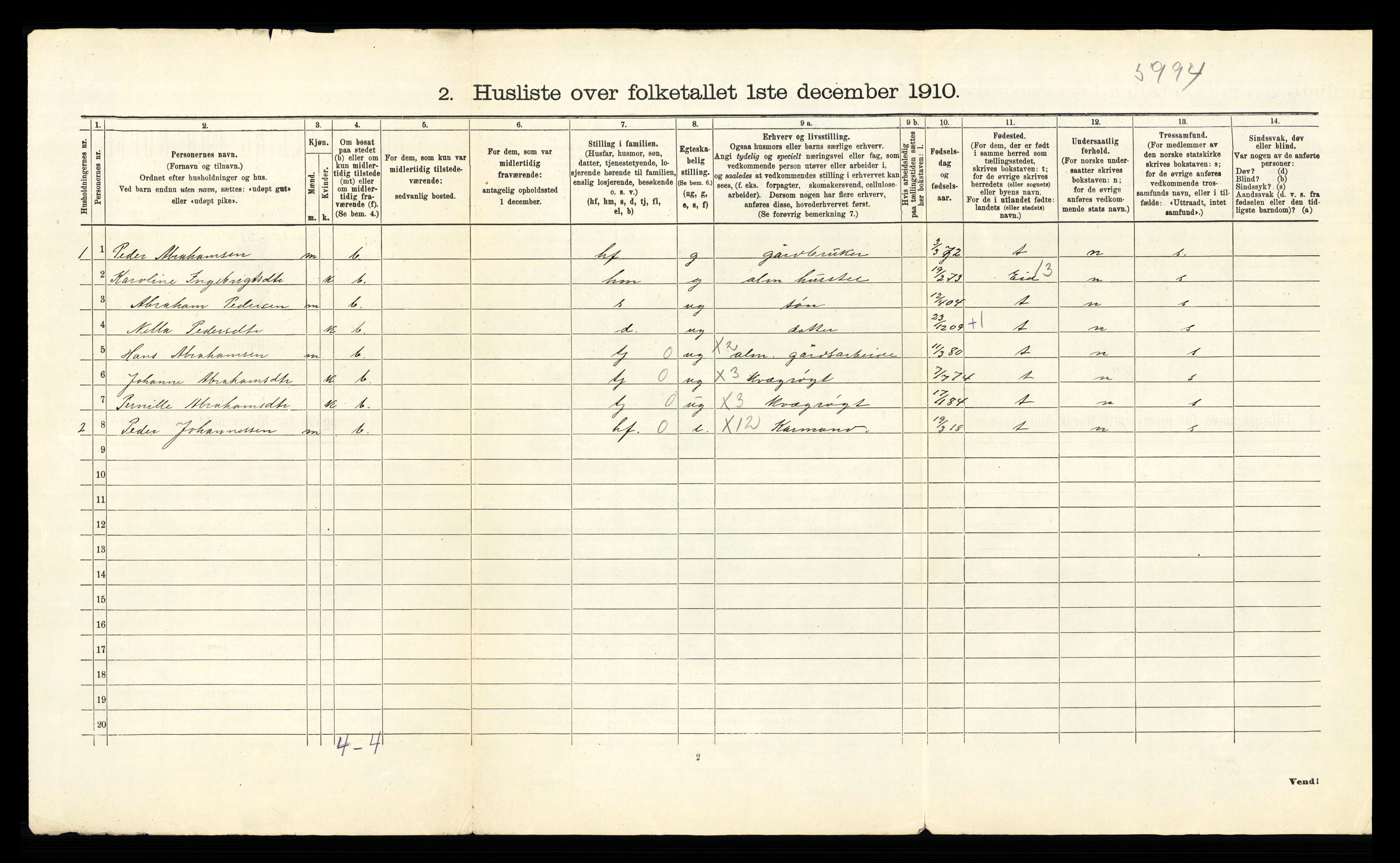 RA, 1910 census for Hornindal, 1910, p. 37