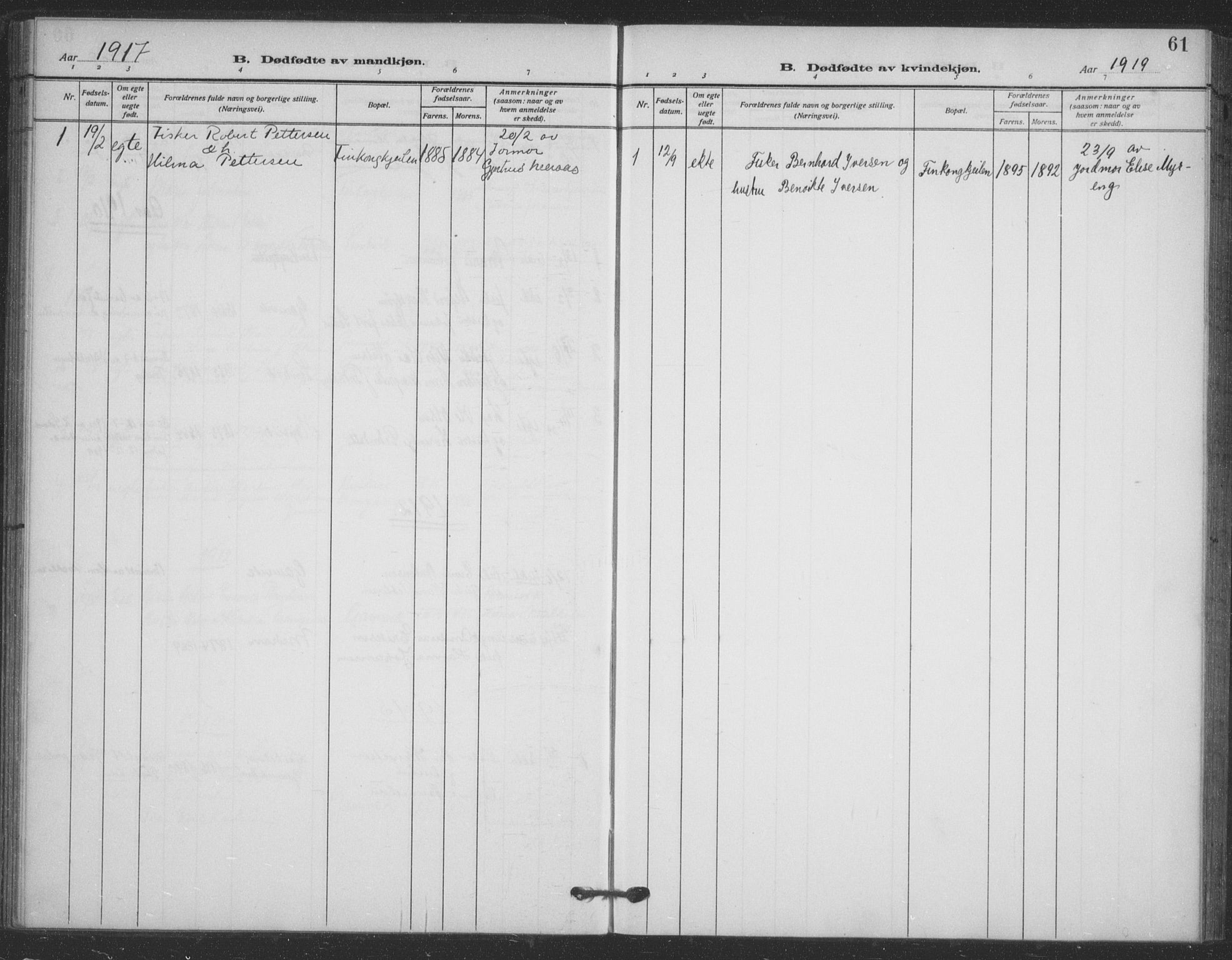 Tana sokneprestkontor, SATØ/S-1334/H/Ha/L0008kirke: Parish register (official) no. 8, 1908-1920, p. 61