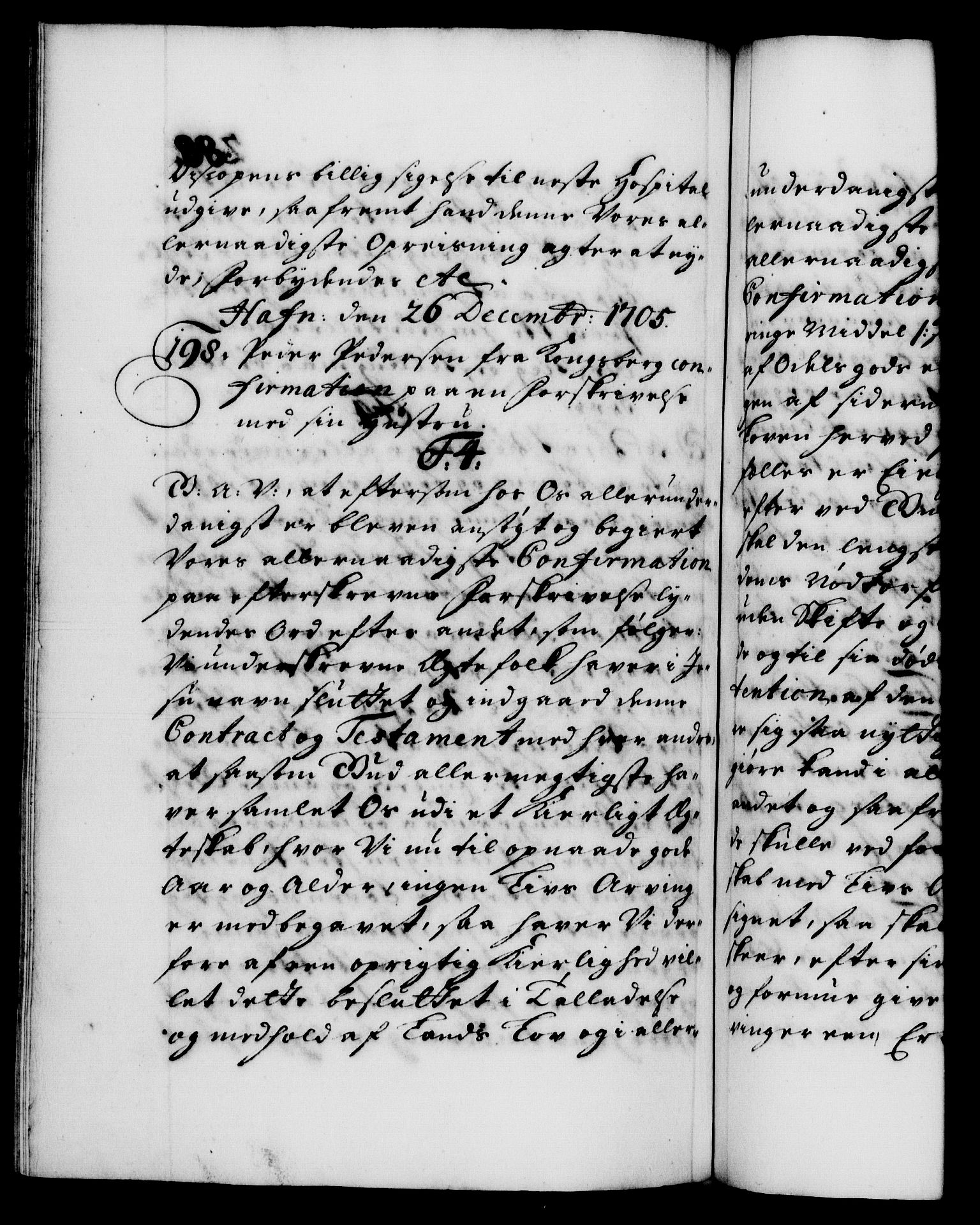 Danske Kanselli 1572-1799, AV/RA-EA-3023/F/Fc/Fca/Fcaa/L0019: Norske registre, 1704-1707, p. 288b